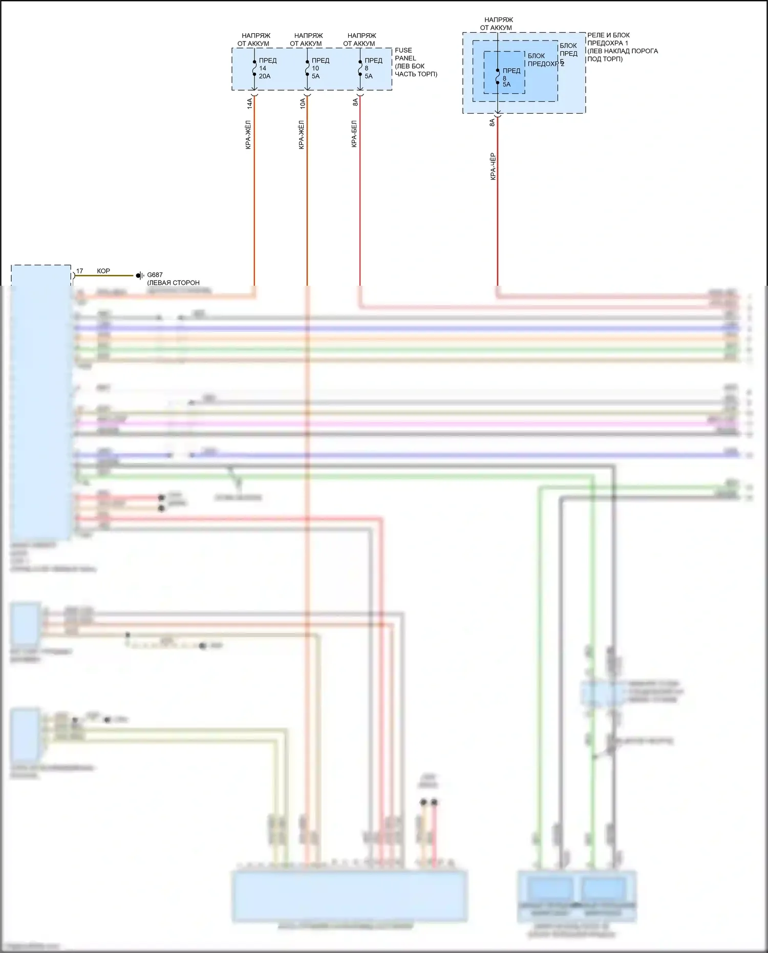 A5 Audi II (2016-2020): Электросхема экстренного вызова (1 из 2) 