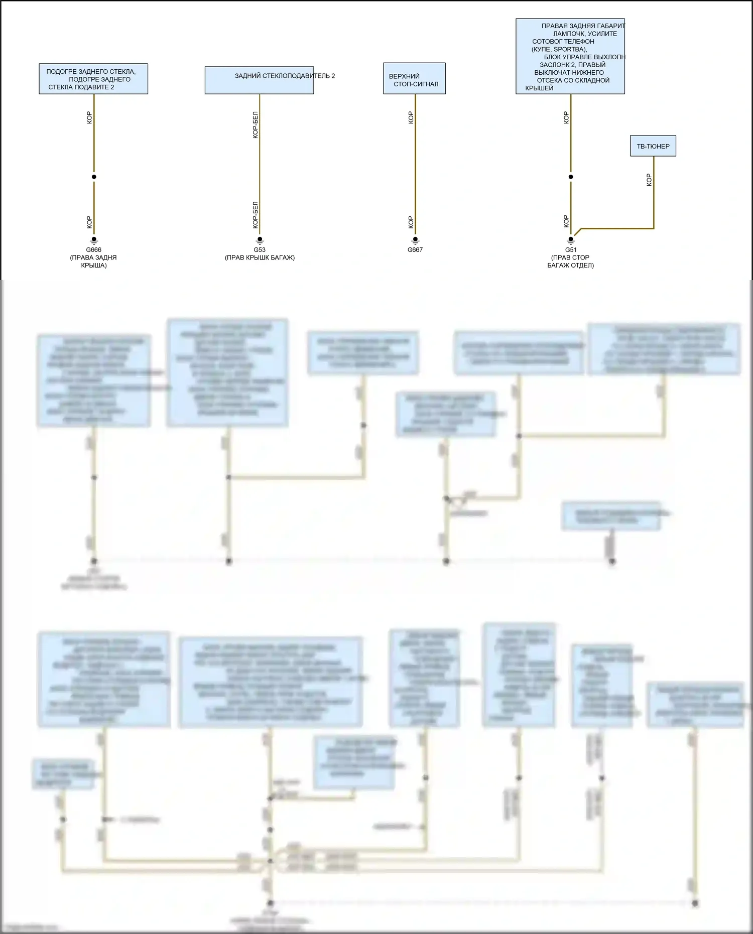 A5 Audi II (2016-2020): Электросхема точек подключения масс (2 из 4) 