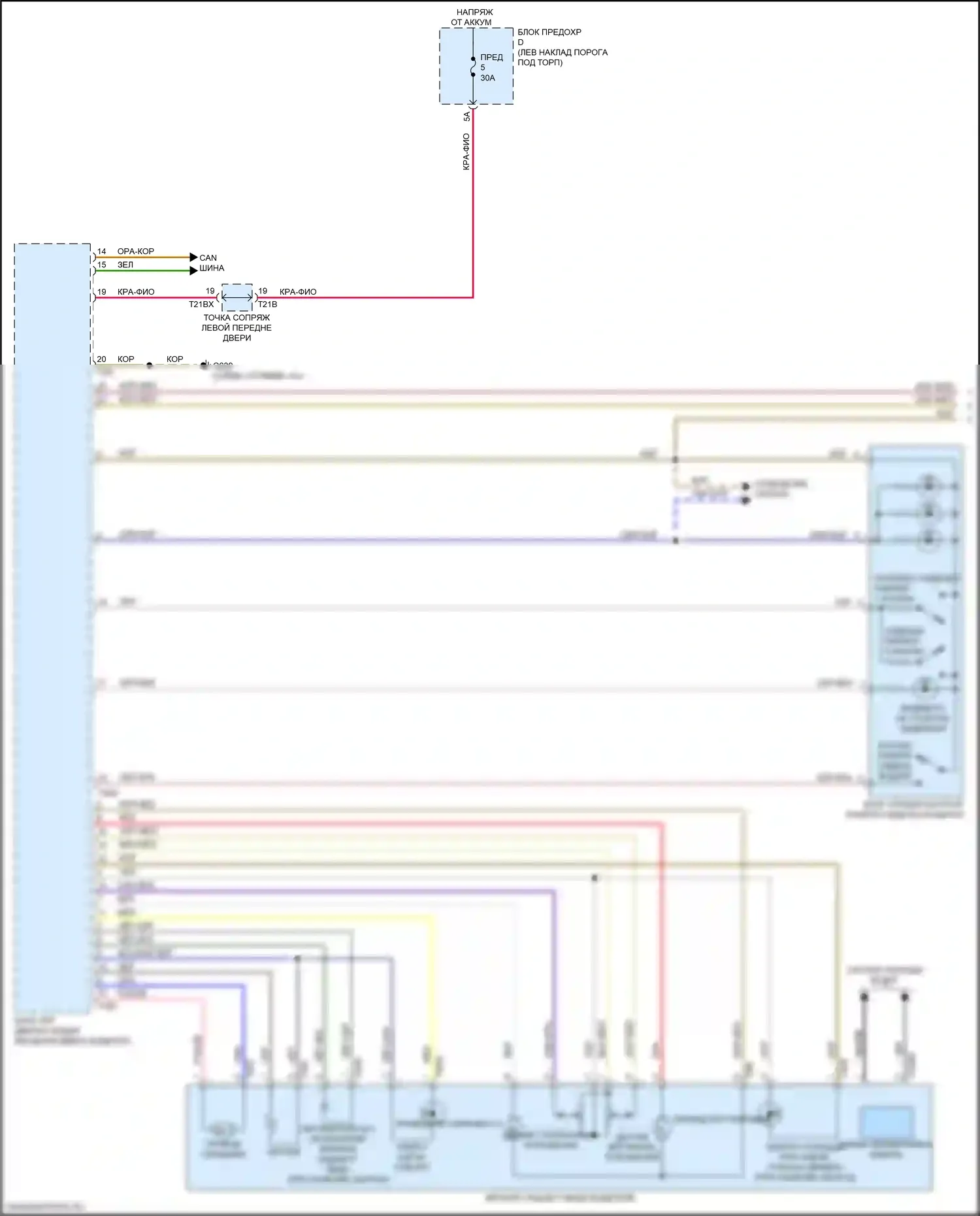 A6 Allroad Quattro Audi C8 (2019-2024): Электросхема памяти зеркал (1 из 2) 