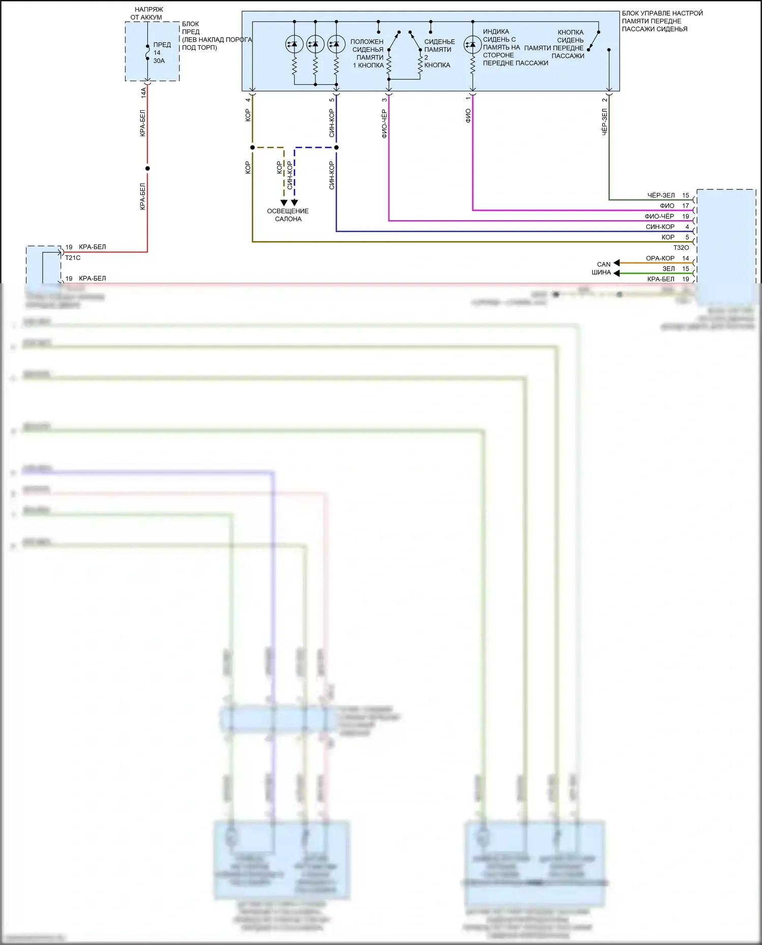 A6 Allroad Quattro Audi C8 (2019-2024): Электросхема сиденья памяти пассажира, без сидений комфорта (2 из 2) 