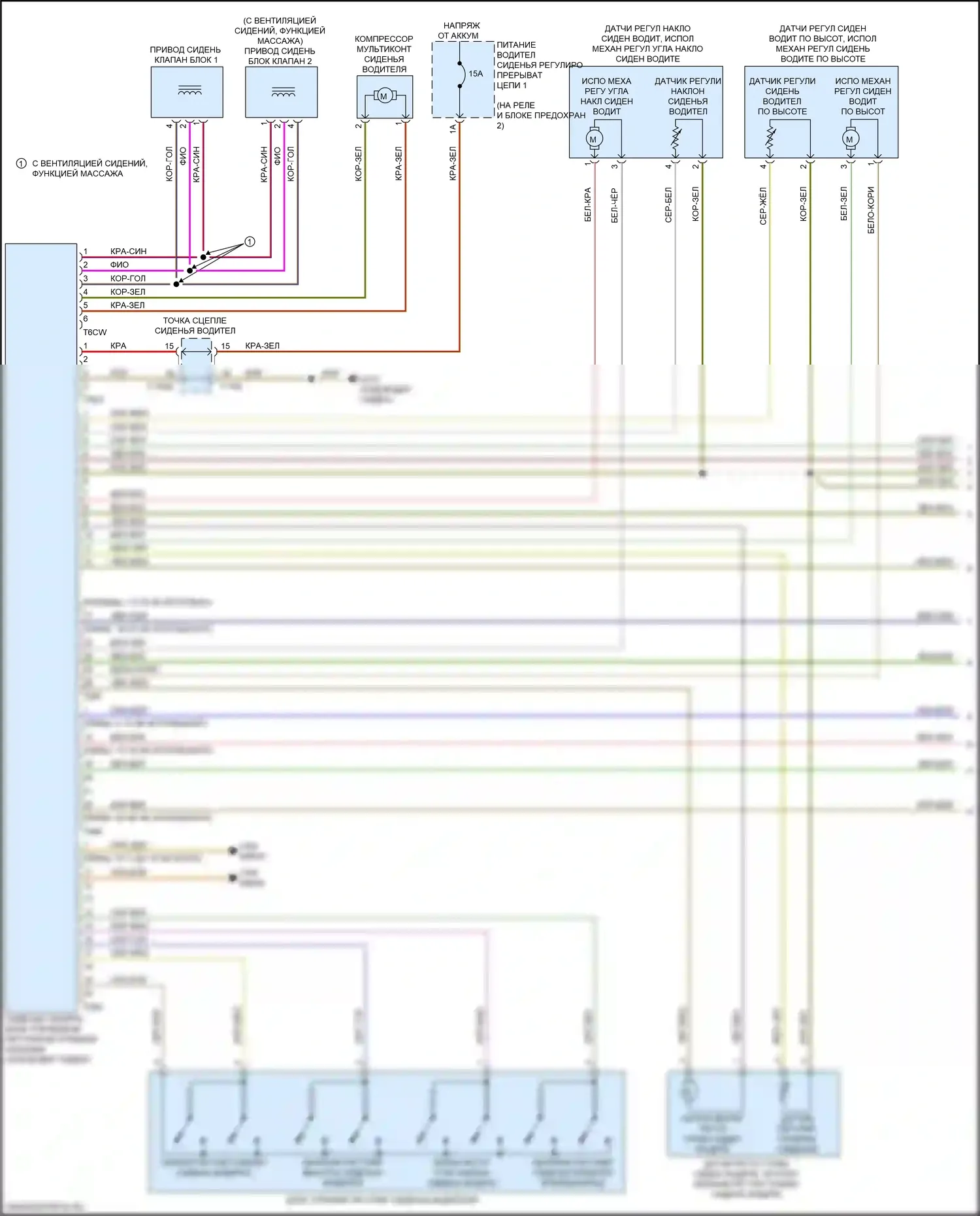 A6 Allroad Quattro Audi C8 (2019-2024): Электросхема сиденья водителя с памятью, с комфортными сиденьями (1 из 2) 