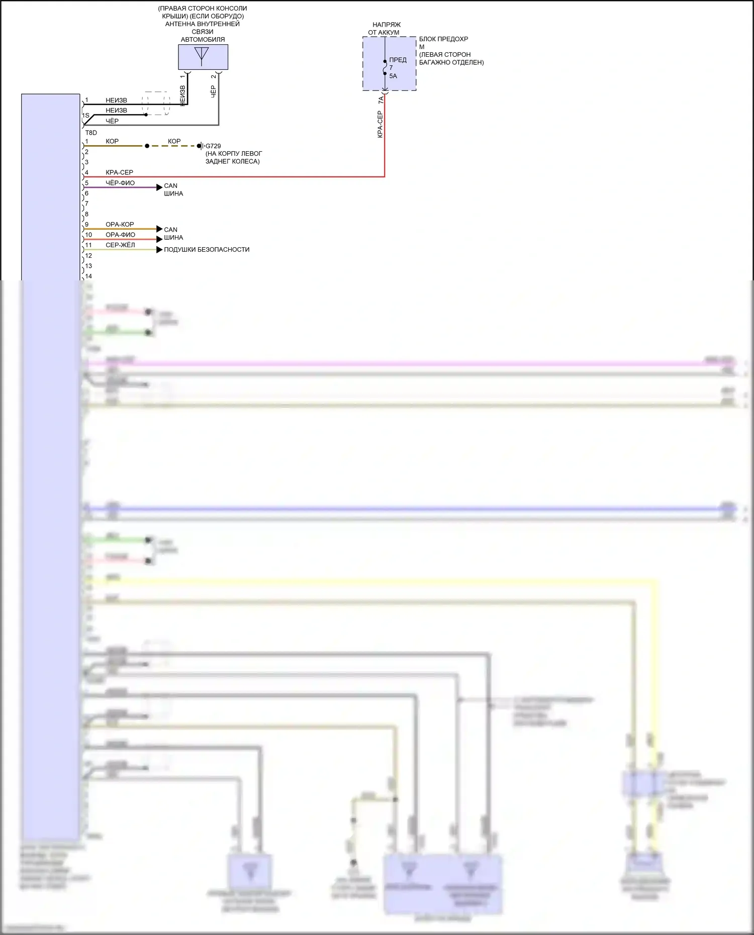 A6 Allroad Quattro Audi C8 (2019-2024): Электросхема экстренного вызова с функцией «подключение плюс» (1 из 2) 