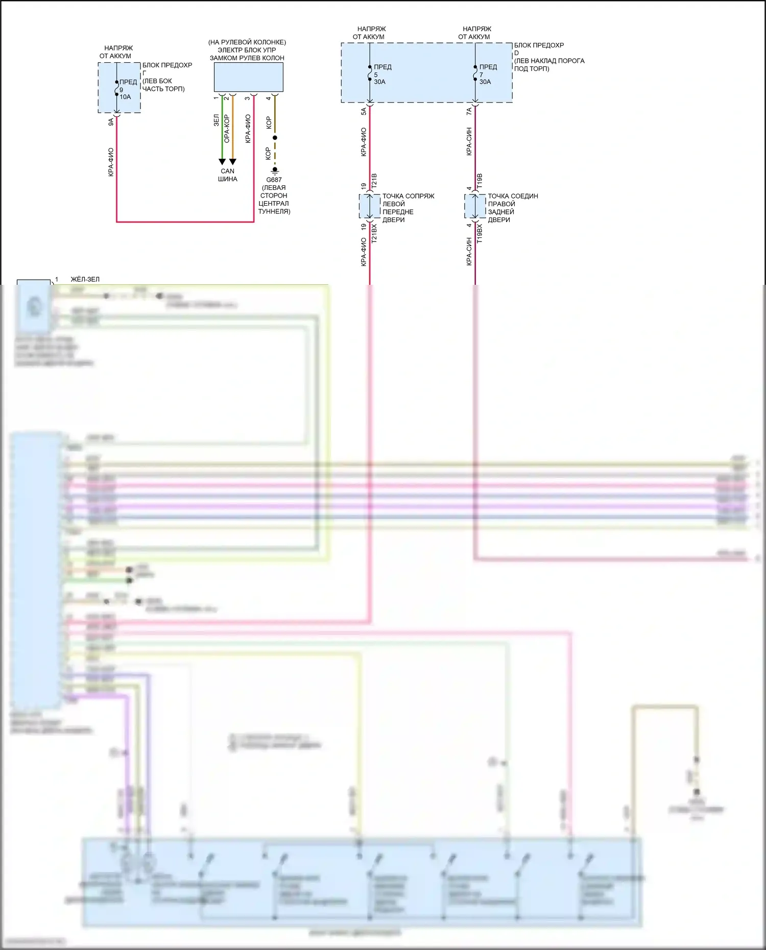 A6 Allroad Quattro Audi C8 (2019-2024): Электросхема центрального замка (1 из 7) 