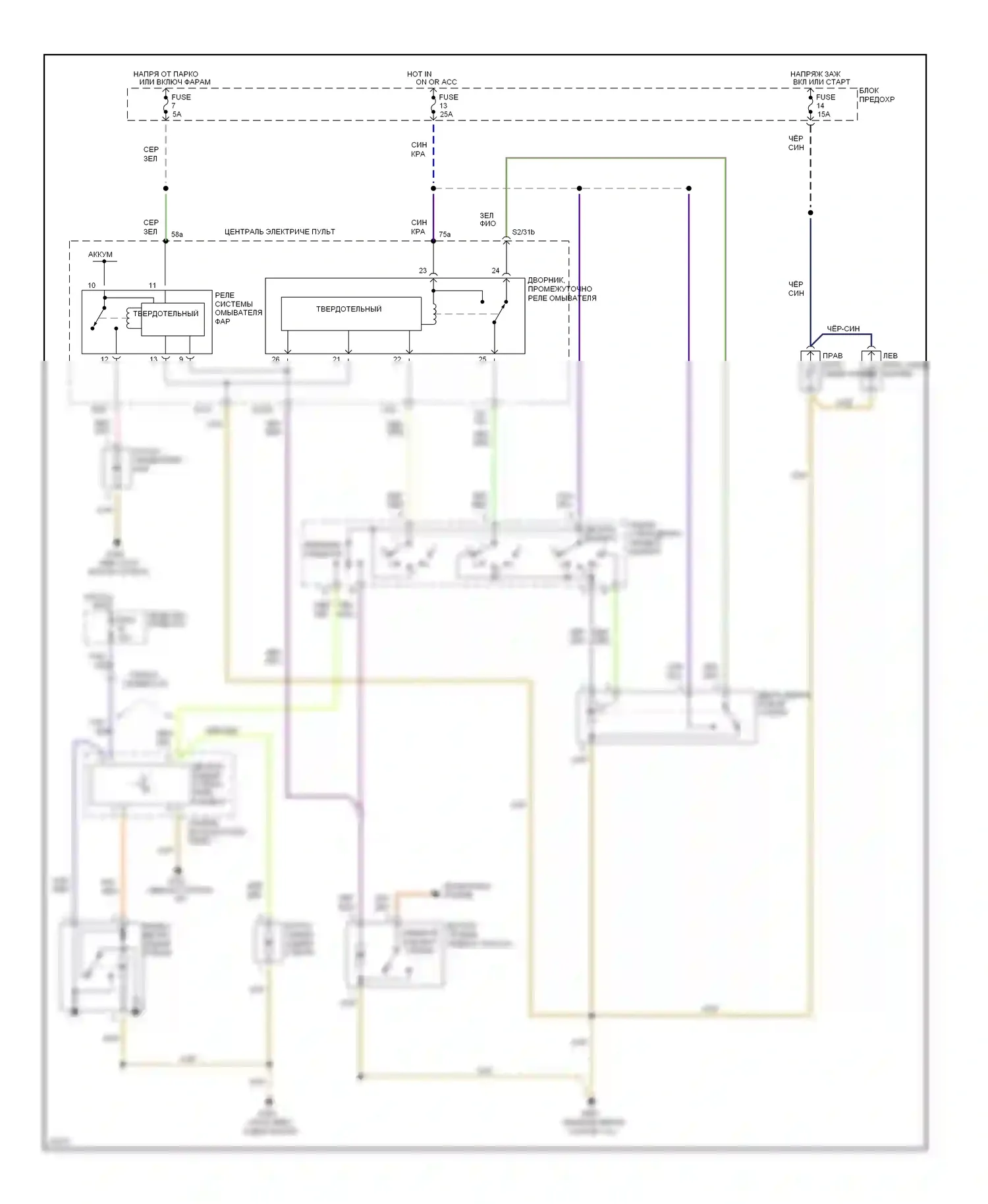A6 Audi C4 (1994-1997): Дворники и омыватели электросхема 