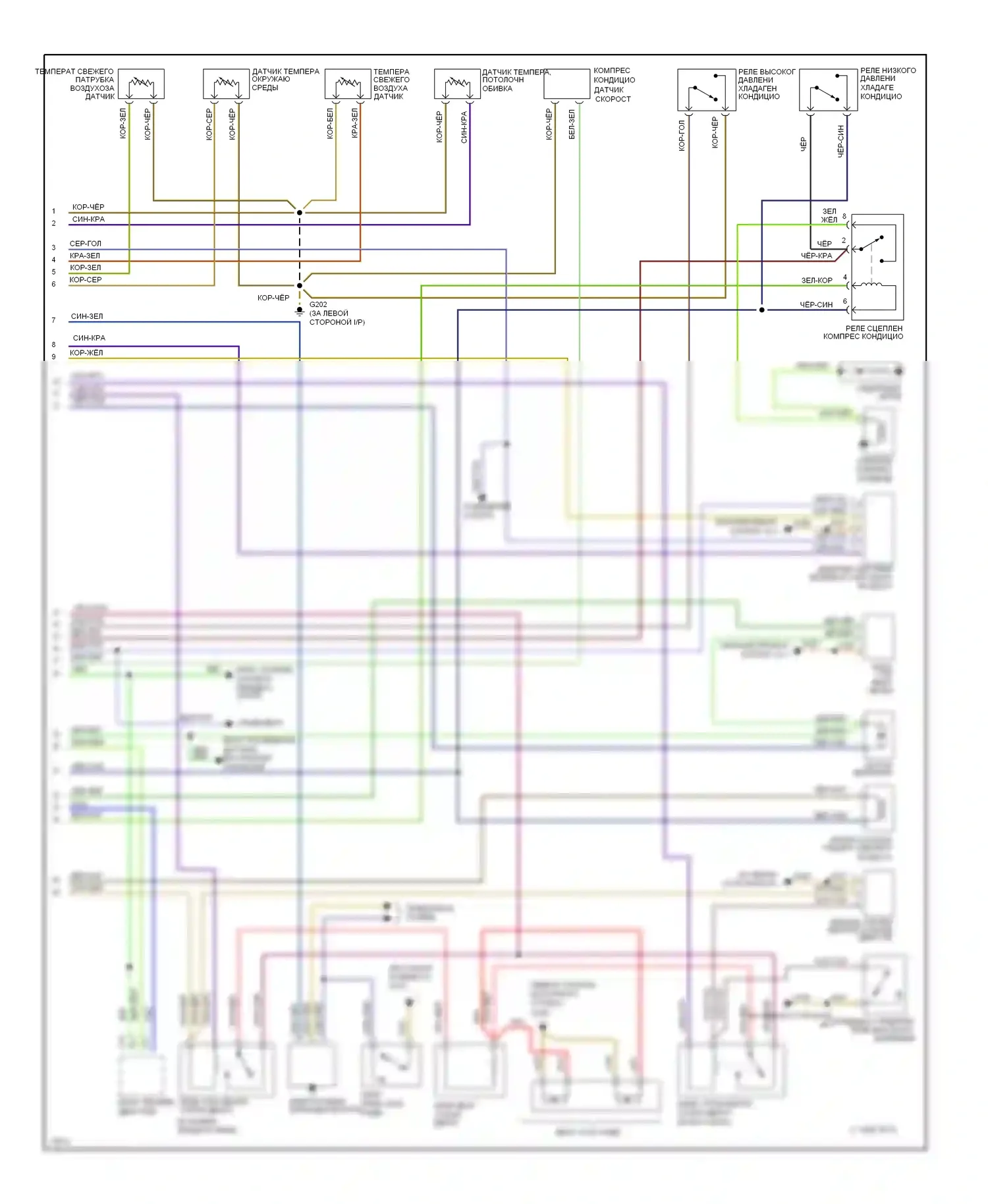 A6 Audi C4 (1994-1997): Электросхема системы климат контроля-нагревателя (1995 (позднего выпуска) и 1996 электросхема 2 o 