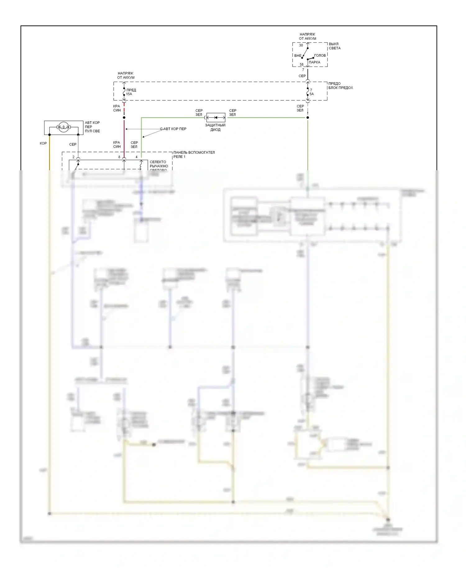 A6 Audi C4 (1994-1997): Электросхема подсветки приборной панели 