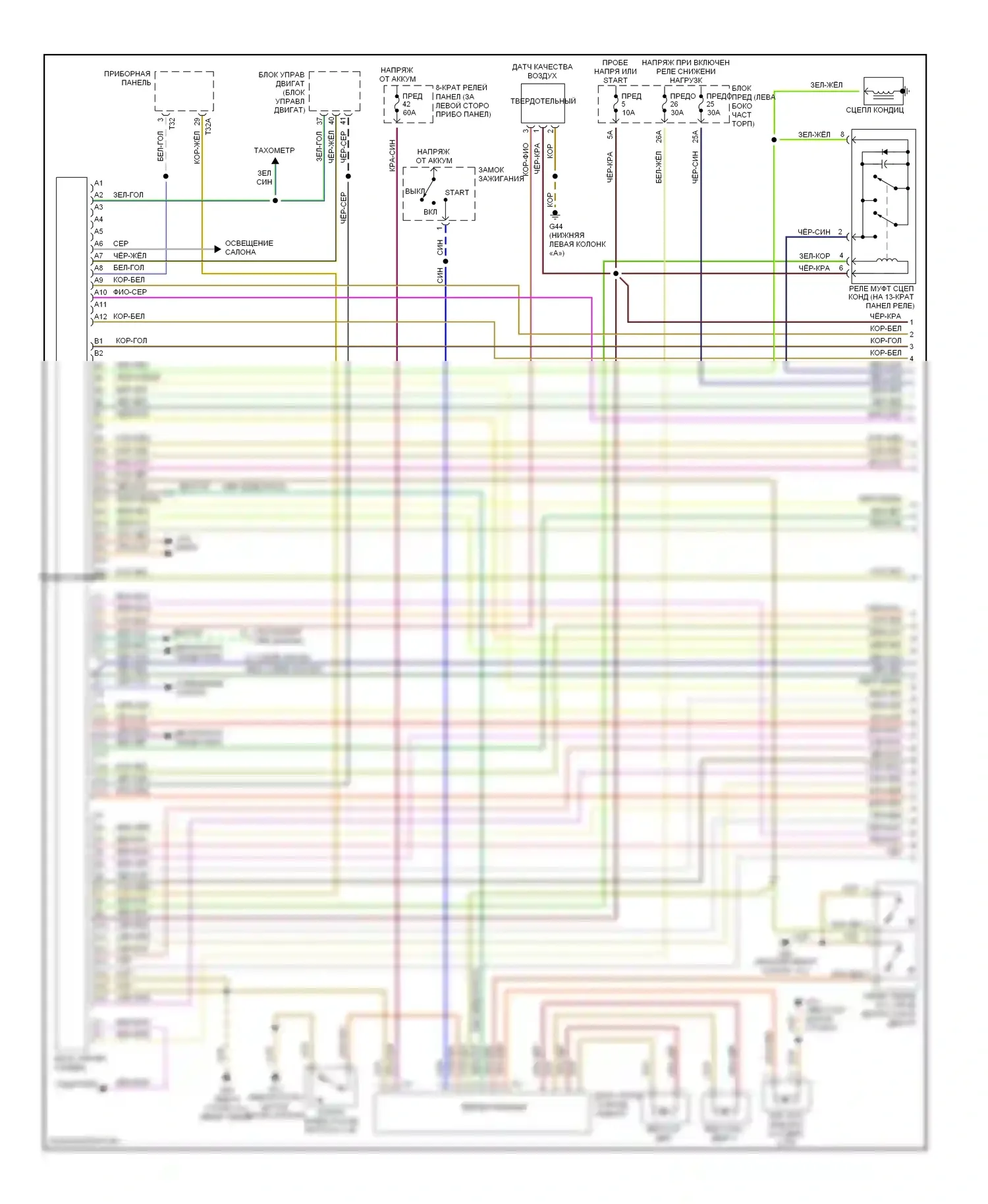 A6 Audi C5 рестайлинг (2001-2004): 2,7л турбо, автоматическая электросхема кондиционера (1 из 2) 