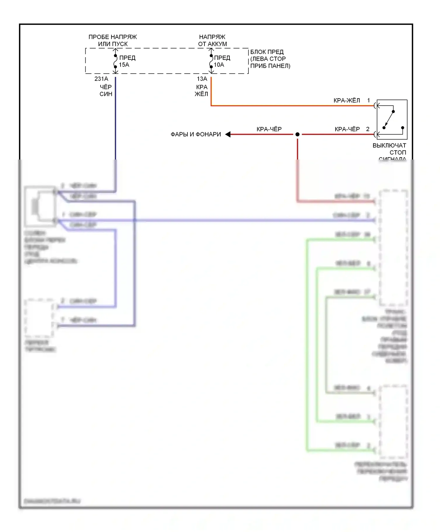 A6 Audi C5 (1997-2001): Электросхема блокировки селектора 