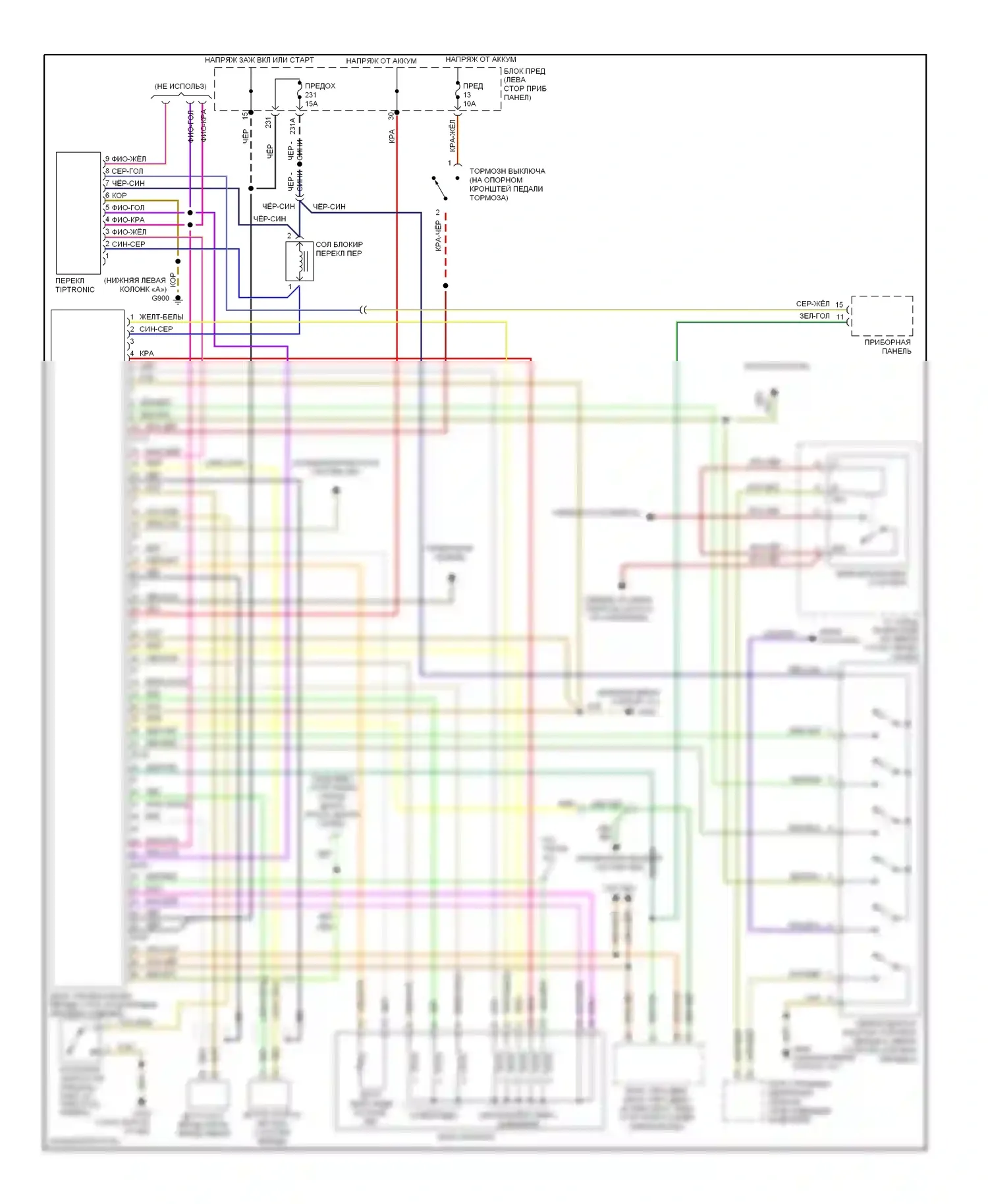 A6 Audi C5 (1997-2001): Электросхема автоматической коробки передач 