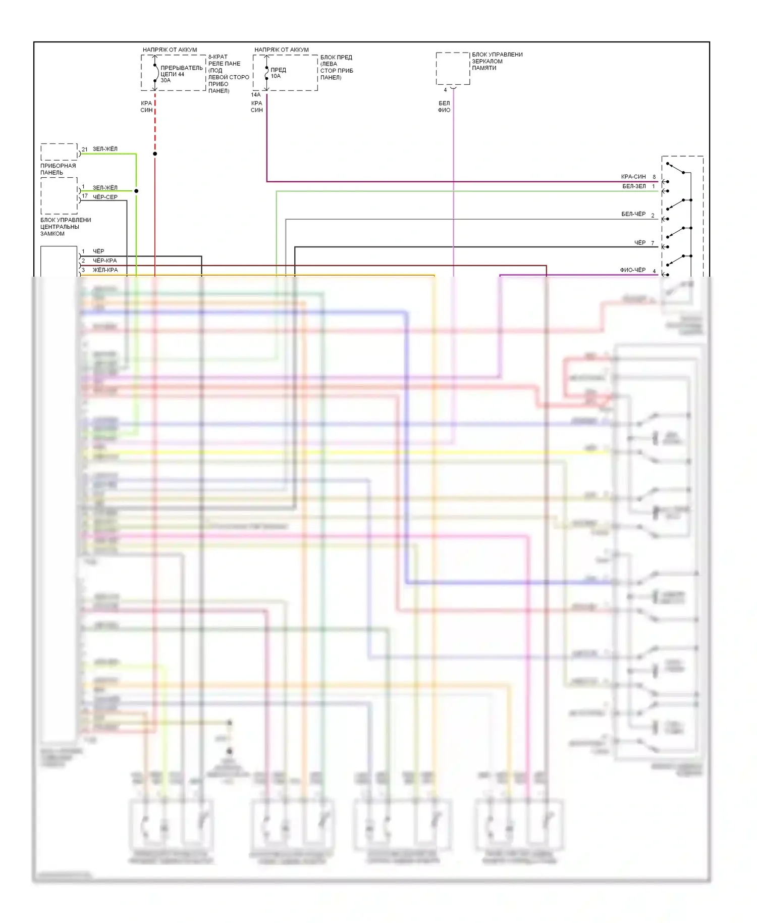 A6 Audi C5 (1997-2001): Электросхема сиденья памяти 