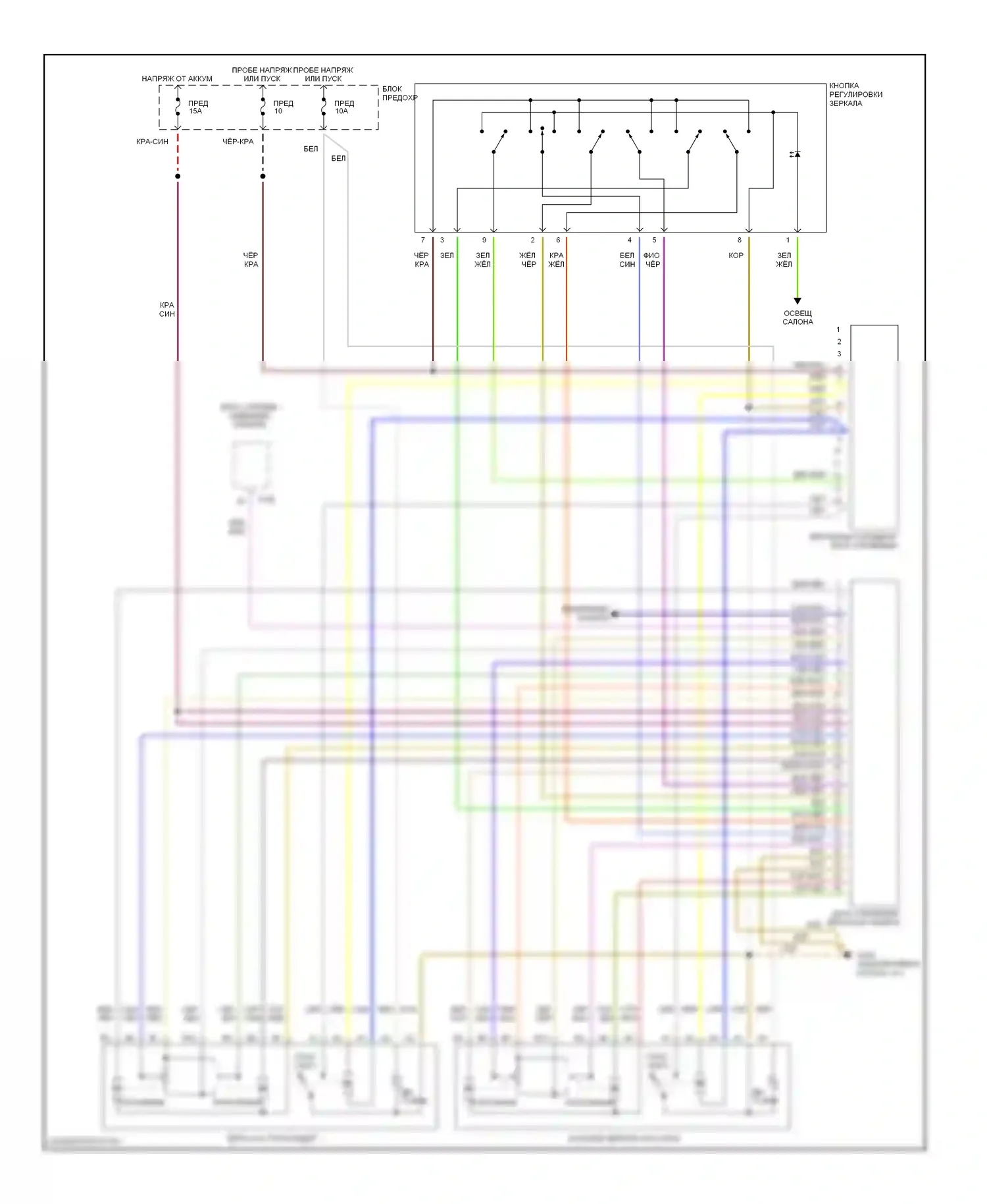 A6 Audi C5 (1997-2001): Электросхема зеркал памяти 
