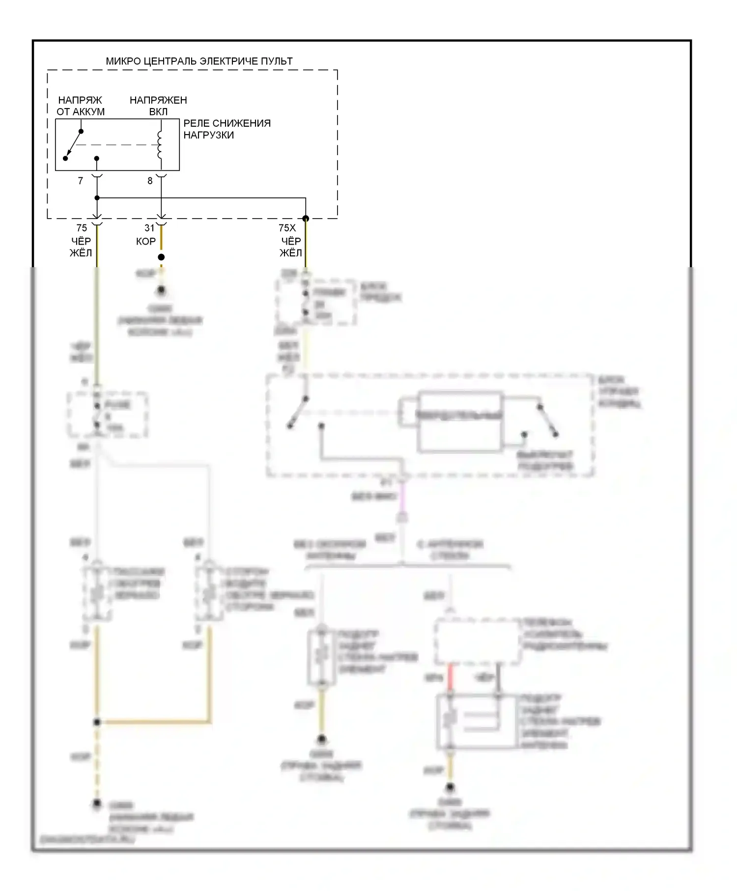 A6 Audi C5 (1997-2001): Электросхема подогрева стекол 