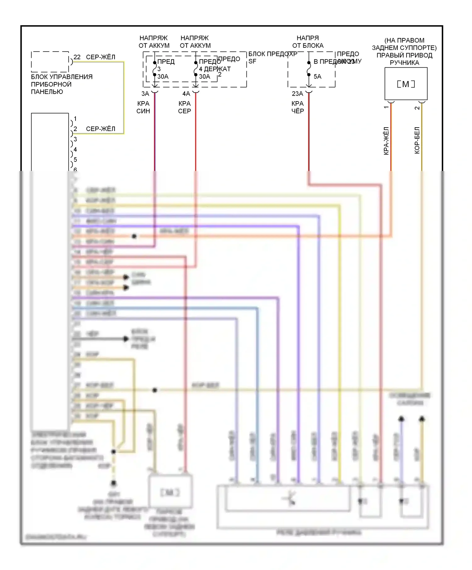 A6 Audi C6 рестайлинг (2008-2011): Электронная электросхема ручника 
