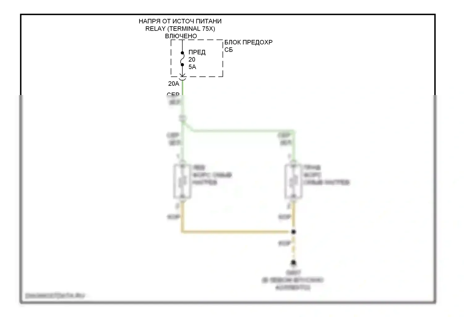 A6 Audi C6 рестайлинг (2008-2011): Электросхема подогрева форсунки 