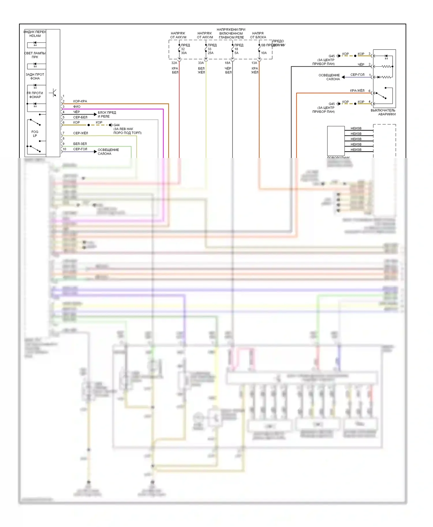 A6 Audi C6 рестайлинг (2008-2011): Электросхема фар, с адаптивными фарами (1 из 2) 