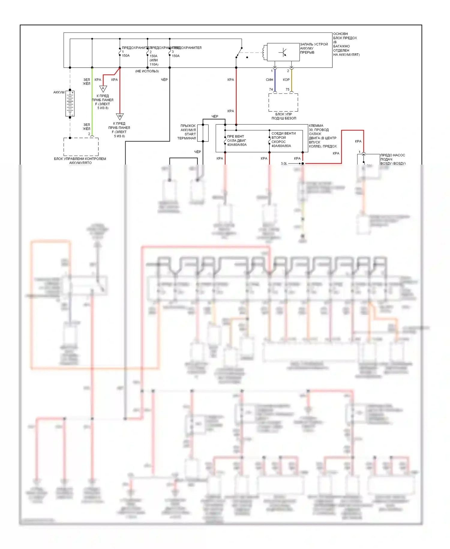 A6 Audi C7 (2011-2014): Электросхема блока предохранителей реле (1 из 8) 