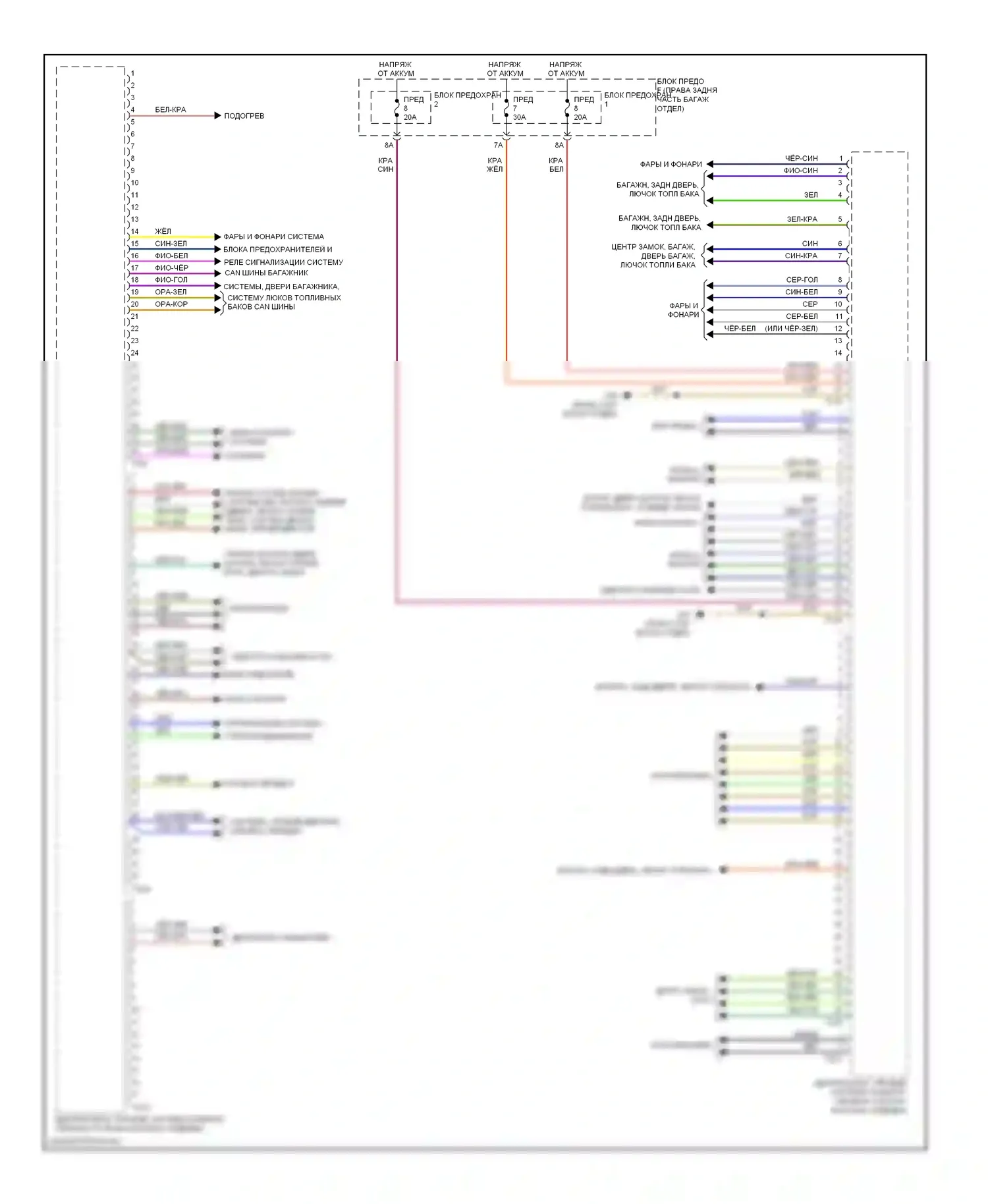 A6 Audi C7 (2011-2014): Принципиальная электросхема центрального блока управления системой комфорта 