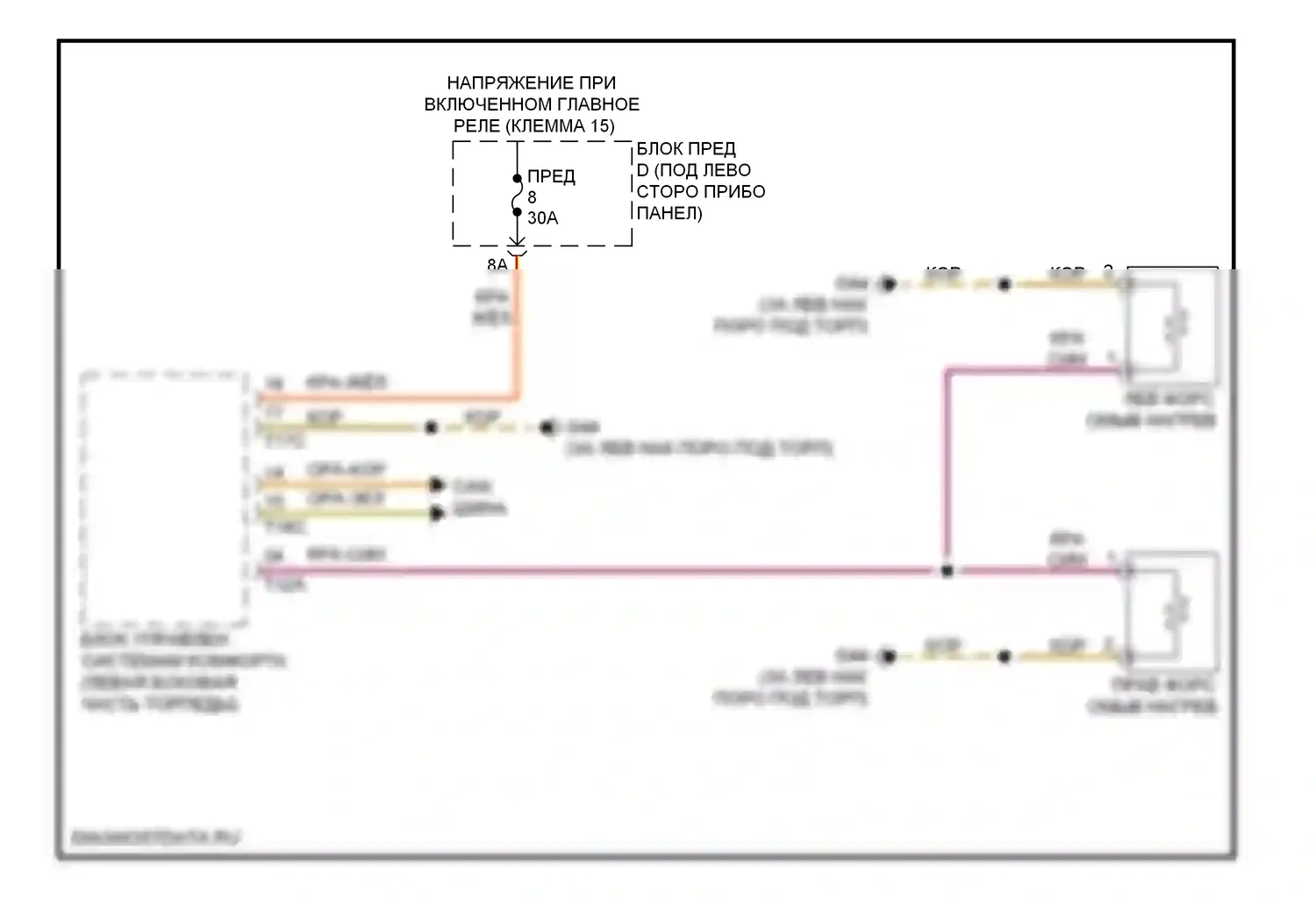 A6 Audi C7 (2011-2014): Электросхема подогрева форсунки 