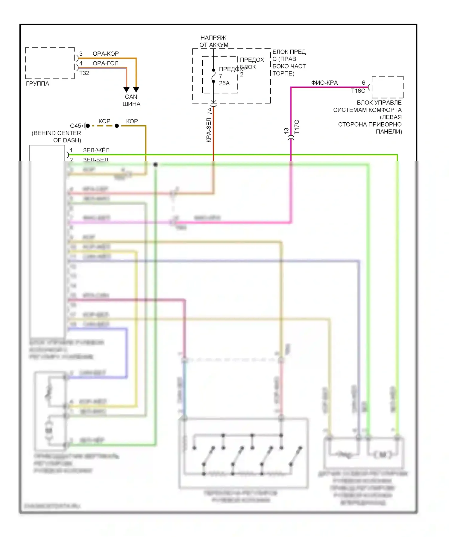 A6 Audi C7 (2011-2014): Электросхема рулевая колонка 