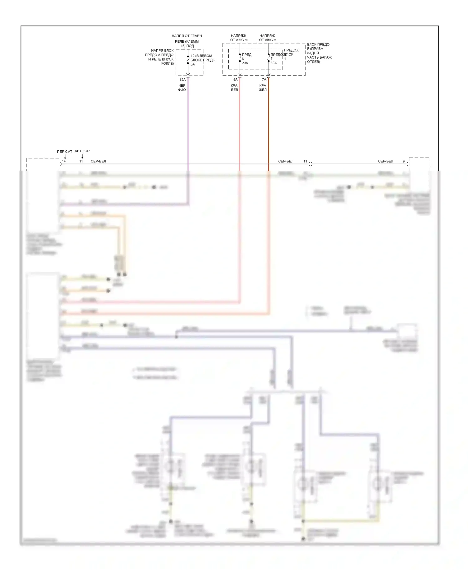 A6 Audi C7 (2011-2014): Электросхема фонарей заднего хода 