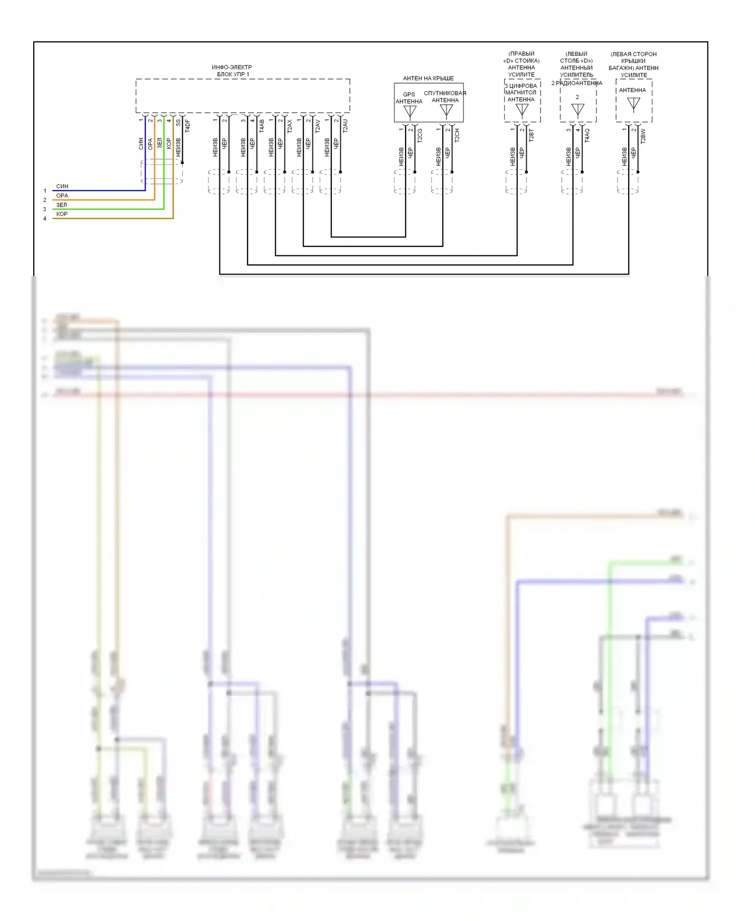 A6 Audi C7 (2011-2014): Электросхема мультимедийного интерфейса, с магнитолой плюс (2 из 3) 