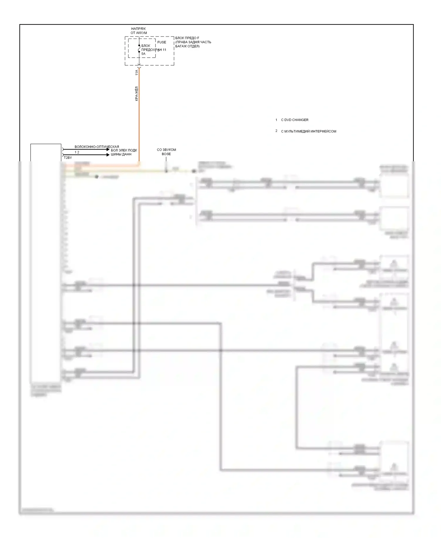 A6 Audi C7 (2011-2014): Электросхема тв-тюнера, вагон 