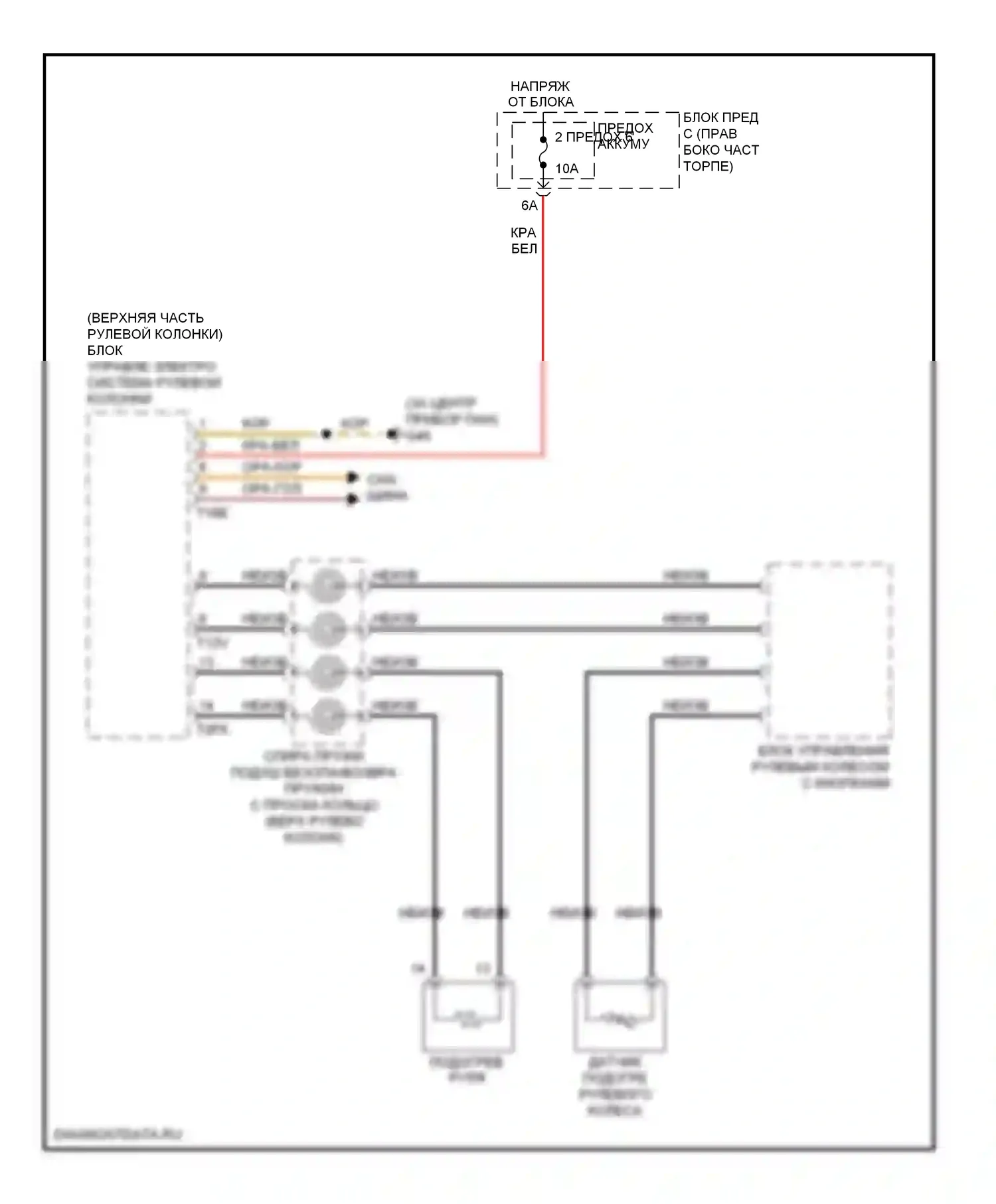 A6 Audi C7 (2011-2014): Электросхема рулевого колеса с подогревом 