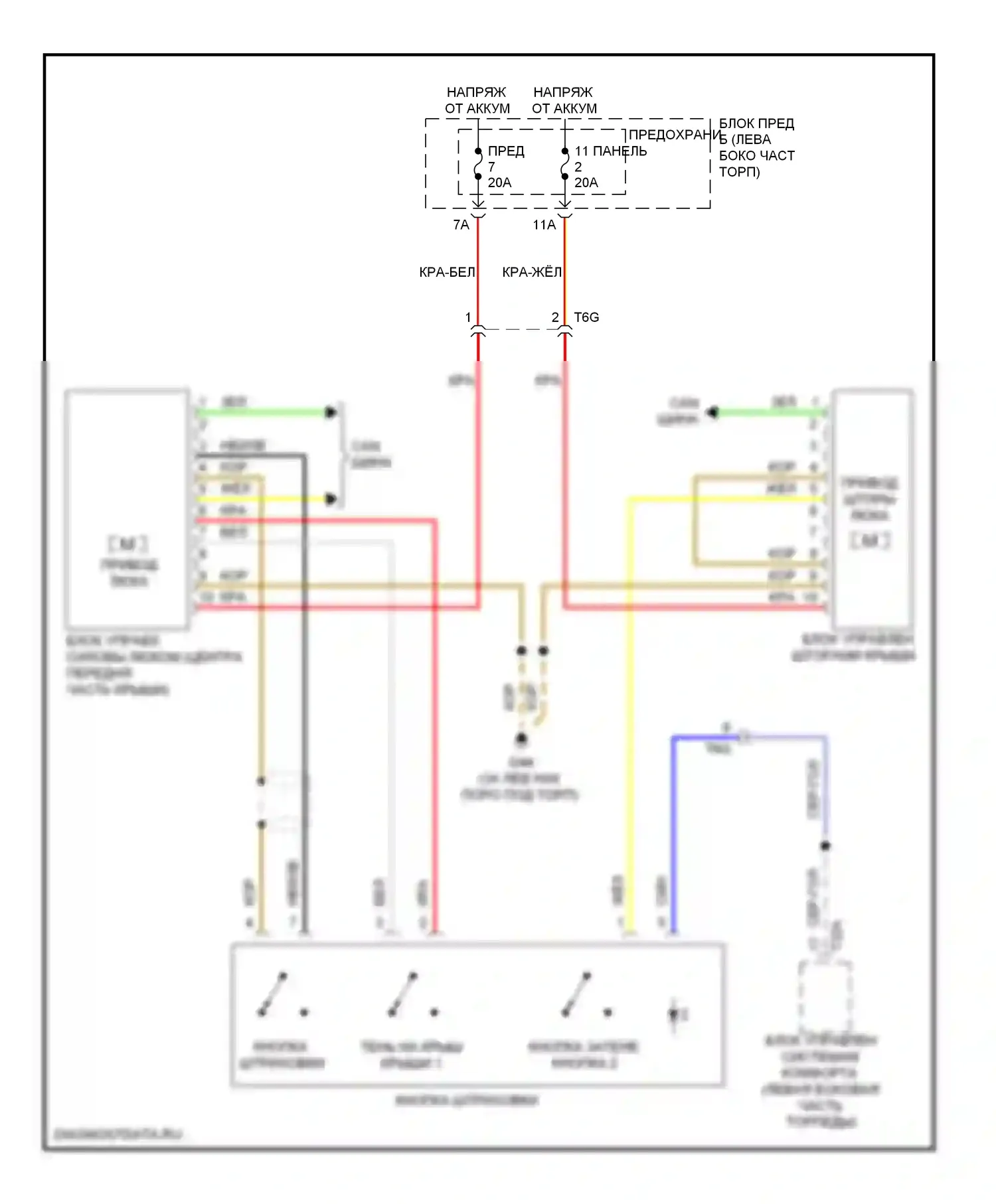 A6 Audi C7 (2011-2014): Электросхема складной крыши/люка 