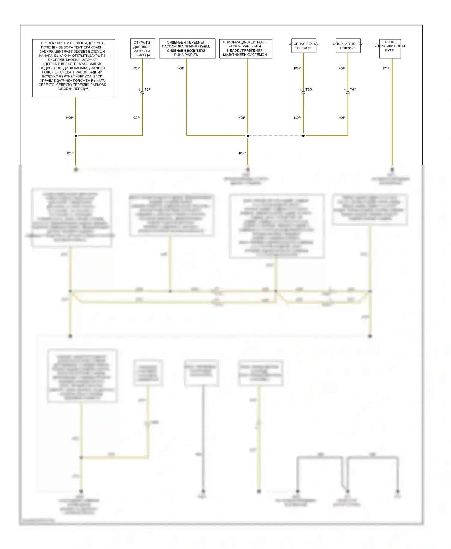 A6 Audi C7 (2011-2014): Электросхема точек подключения масс (4 из 5) 