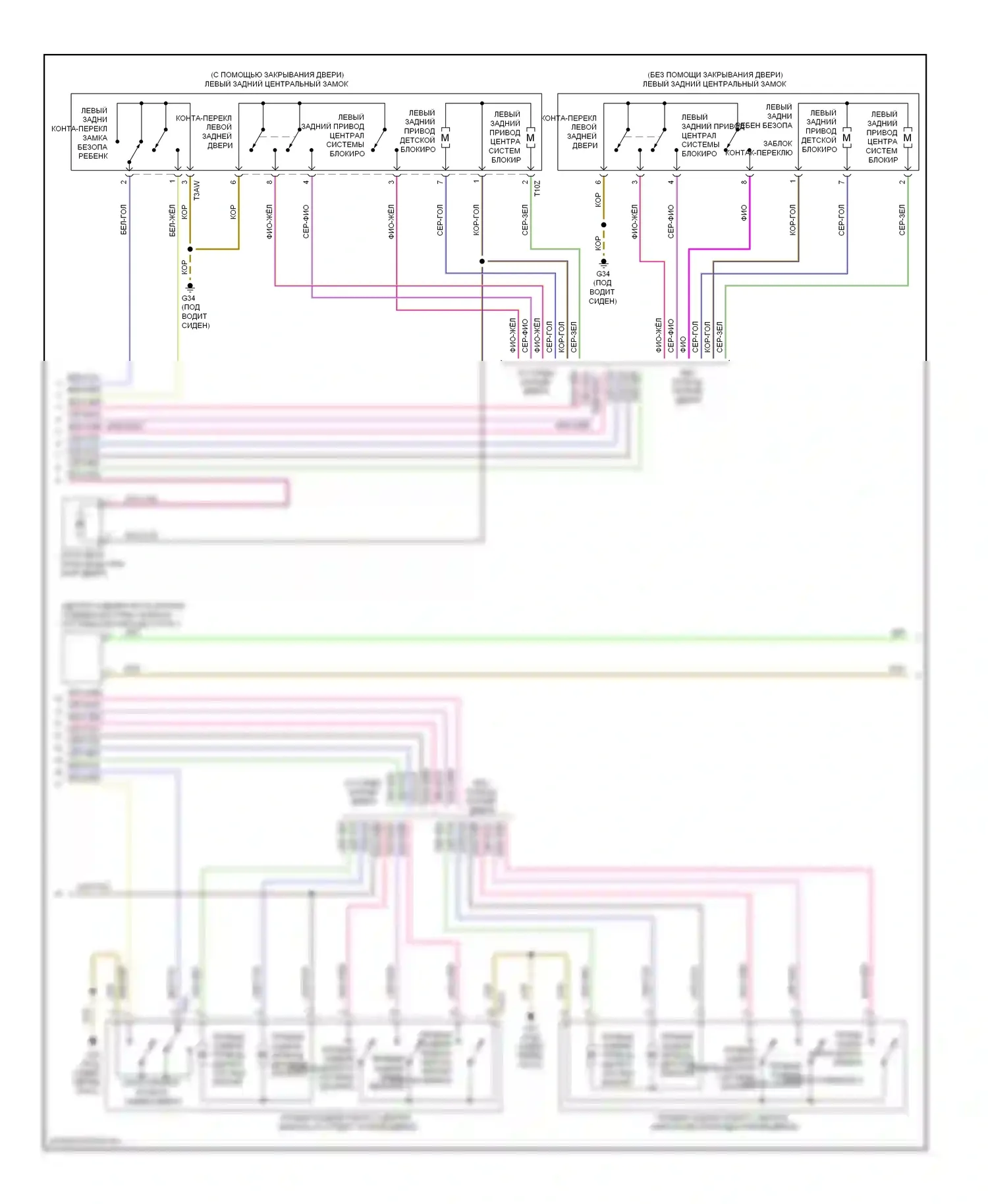 A6 Audi C7 (2011-2014): Электросхема центрального замка (3 из 6) 