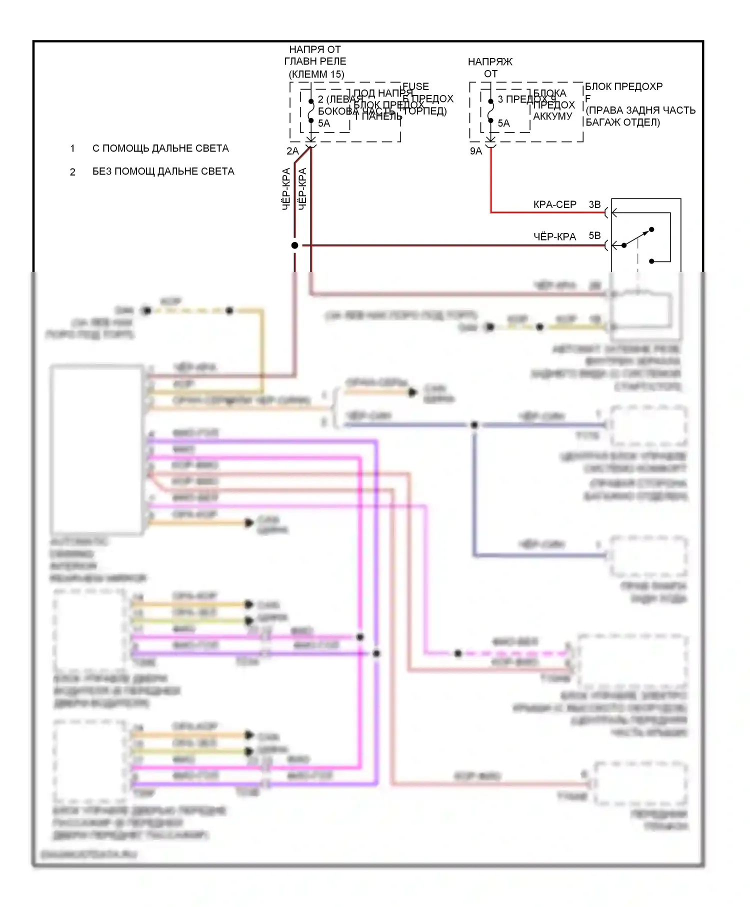 A6 Audi C7 (2011-2014): Электросхема управления зеркалами заднего вида 