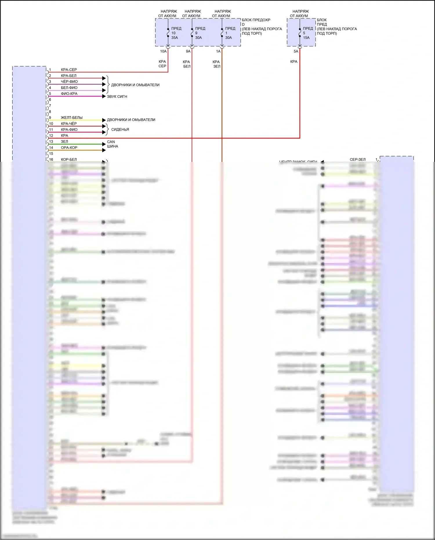 A6 Audi C8 рестайлинг (2022-2024): Электросхема блока управления системами комфорта (1 из 2) 