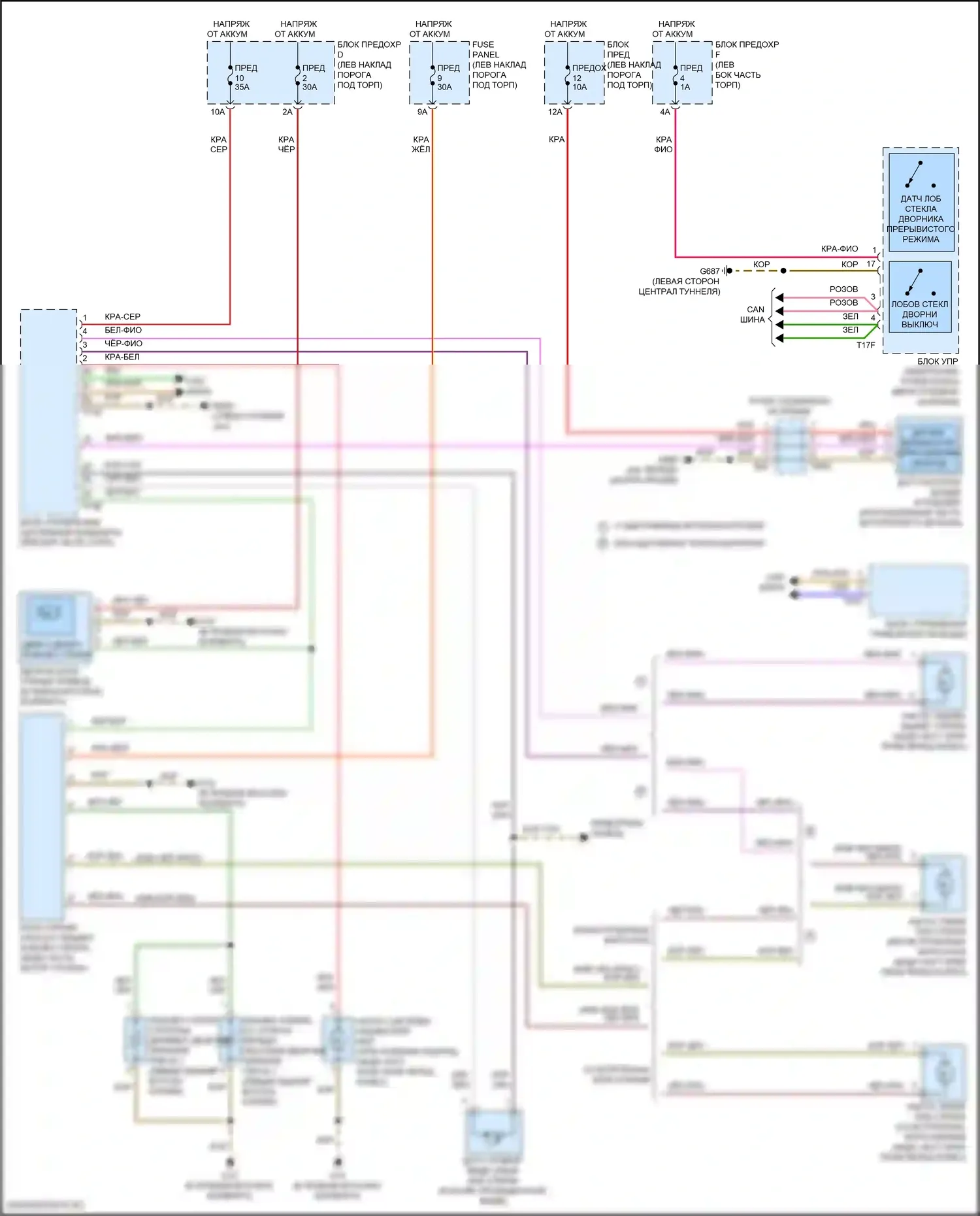 A6 Audi C8 рестайлинг (2022-2024): Дворники и омыватели электросхема 