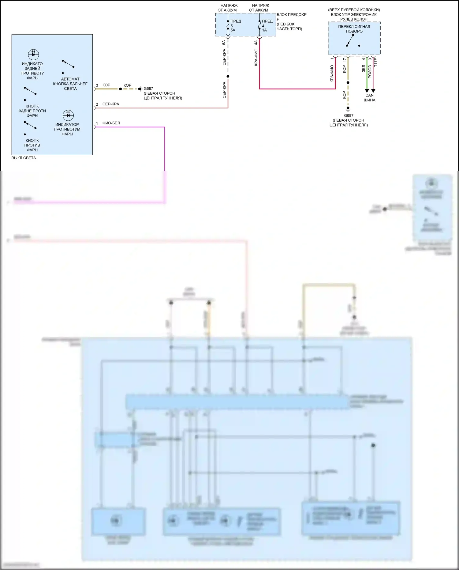 A6 Audi C8 рестайлинг (2022-2024): Фары и фонари электросхема с матричного дальнего света (2 из 4) 