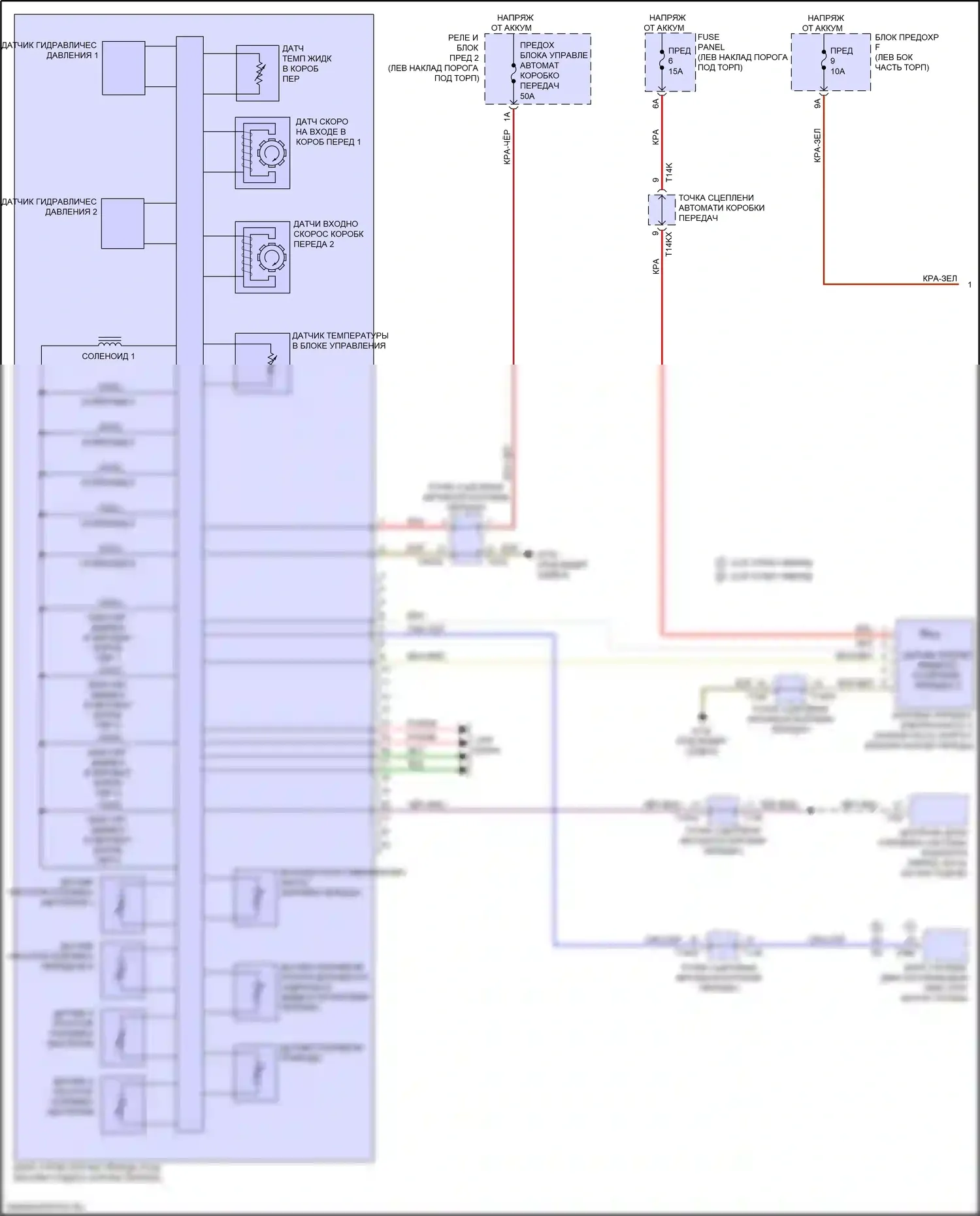 A6 Audi C8 рестайлинг (2022-2024): Электросхема автоматической коробки передач (1 из 2) 