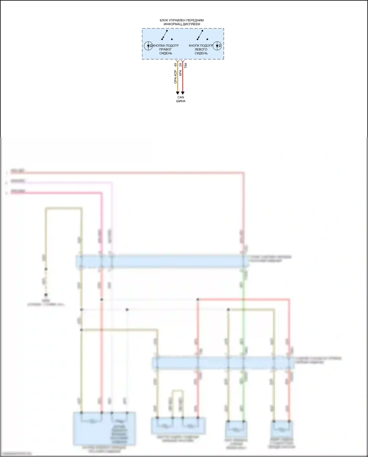 A6 Audi C8 рестайлинг (2022-2024): Электросхема передних обогреваемых сидений, без вентиляции, со спортивными сиденьями (2 из 2) 