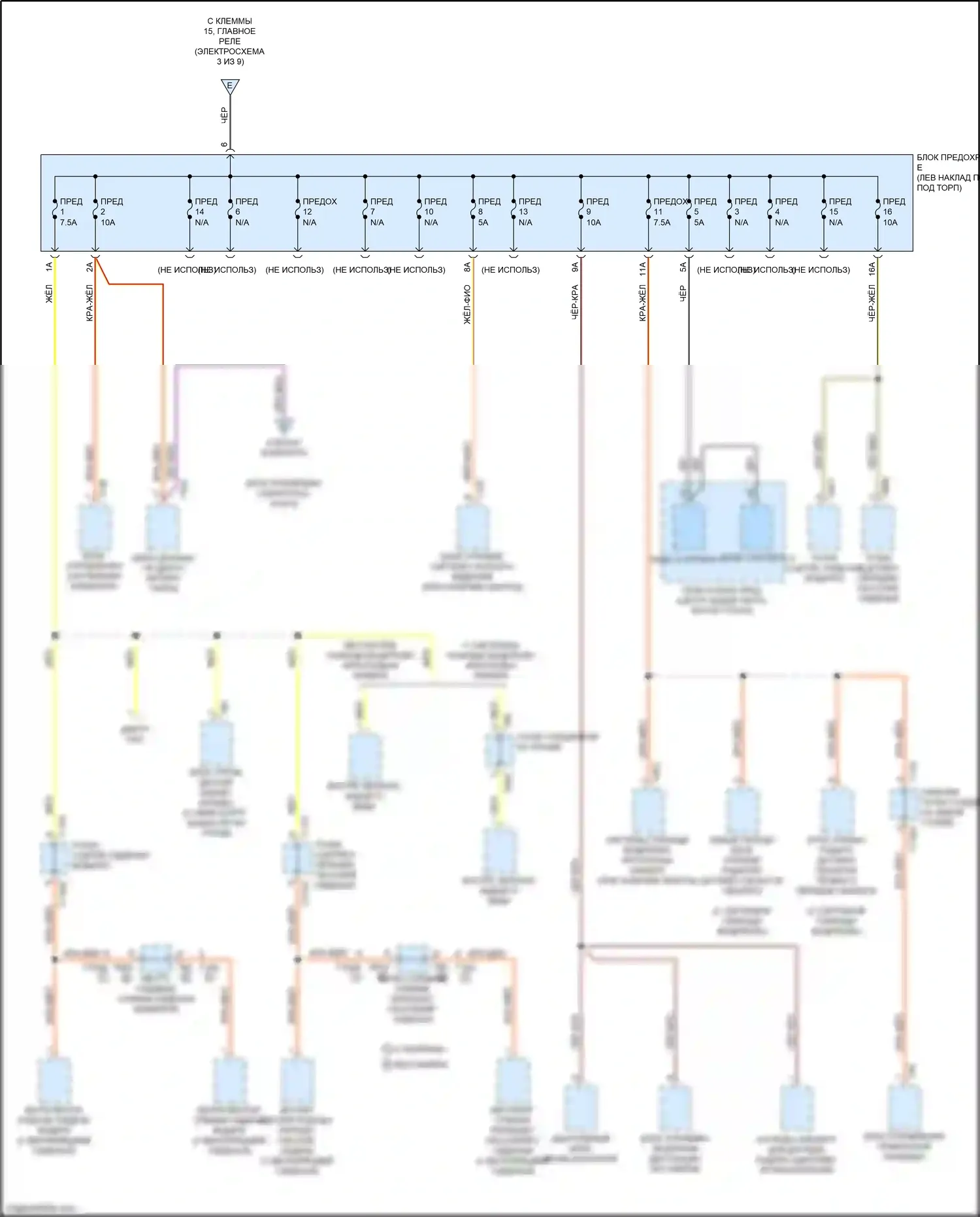 A6 Audi C8 (2018-2023): Электросхема блока предохранителей реле (4 из 9) 