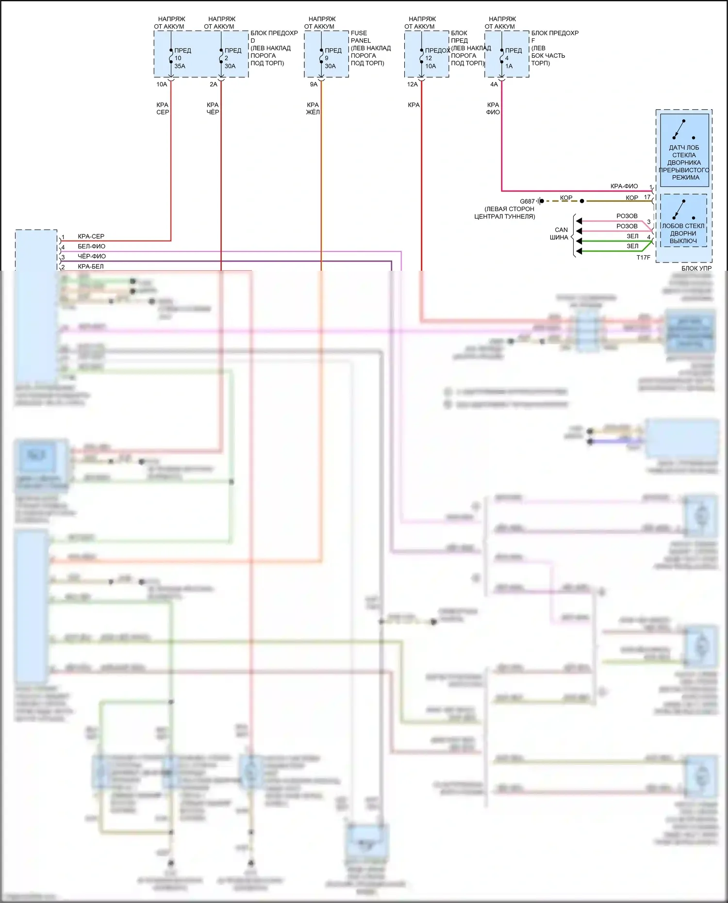 A6 Audi C8 (2018-2023): Дворники и омыватели электросхема 