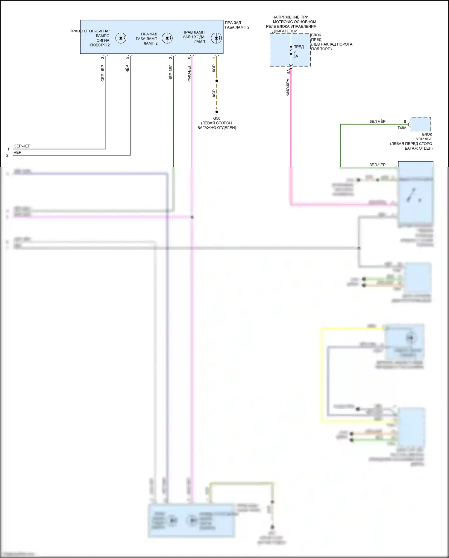 A6 Audi C8 (2018-2023): Электросхема фар и фонарей, с несколькими матричными дальним светом (4 из 4) 