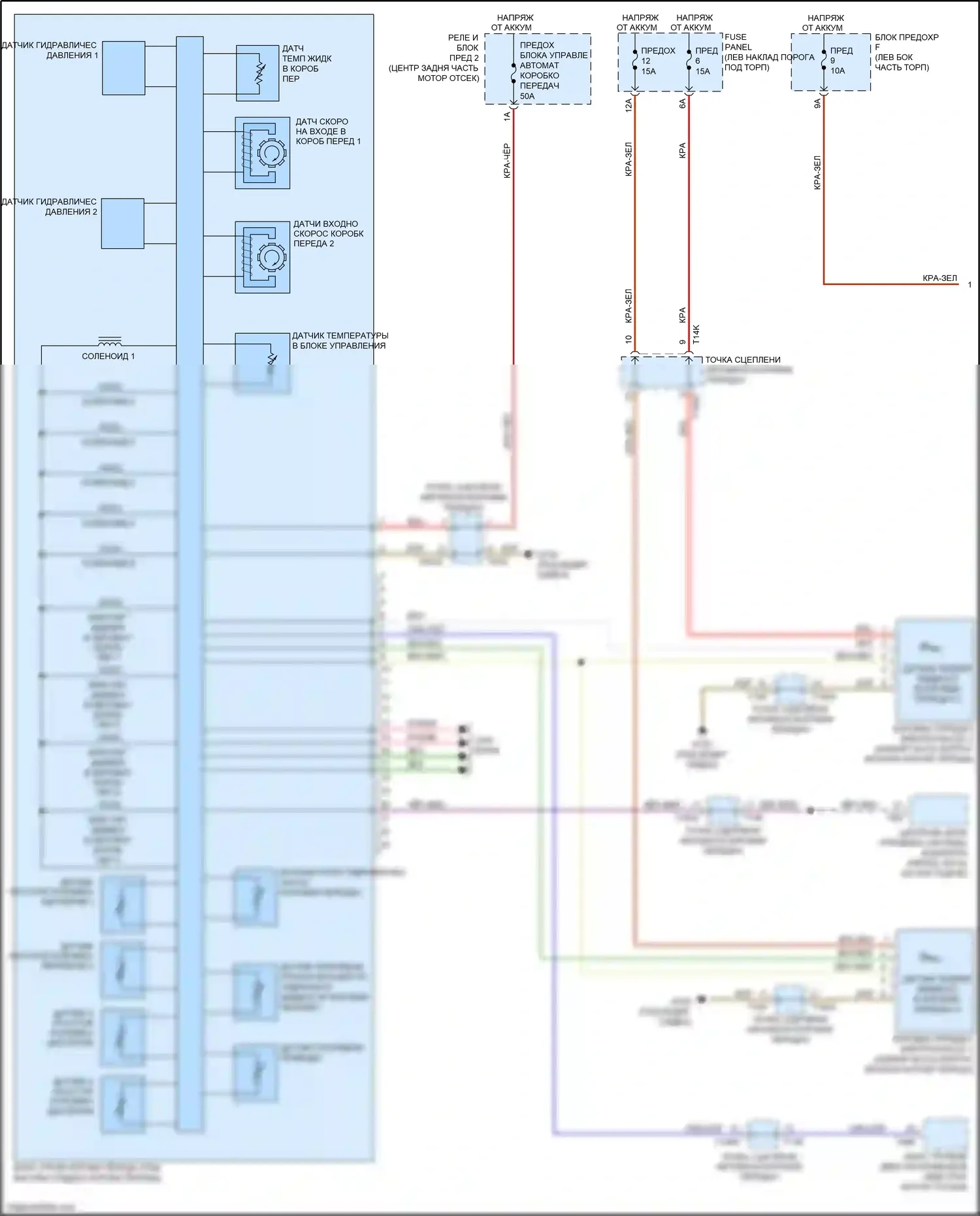 A6 Audi C8 (2018-2023): Электросхема автоматической коробки передач (1 из 2) 