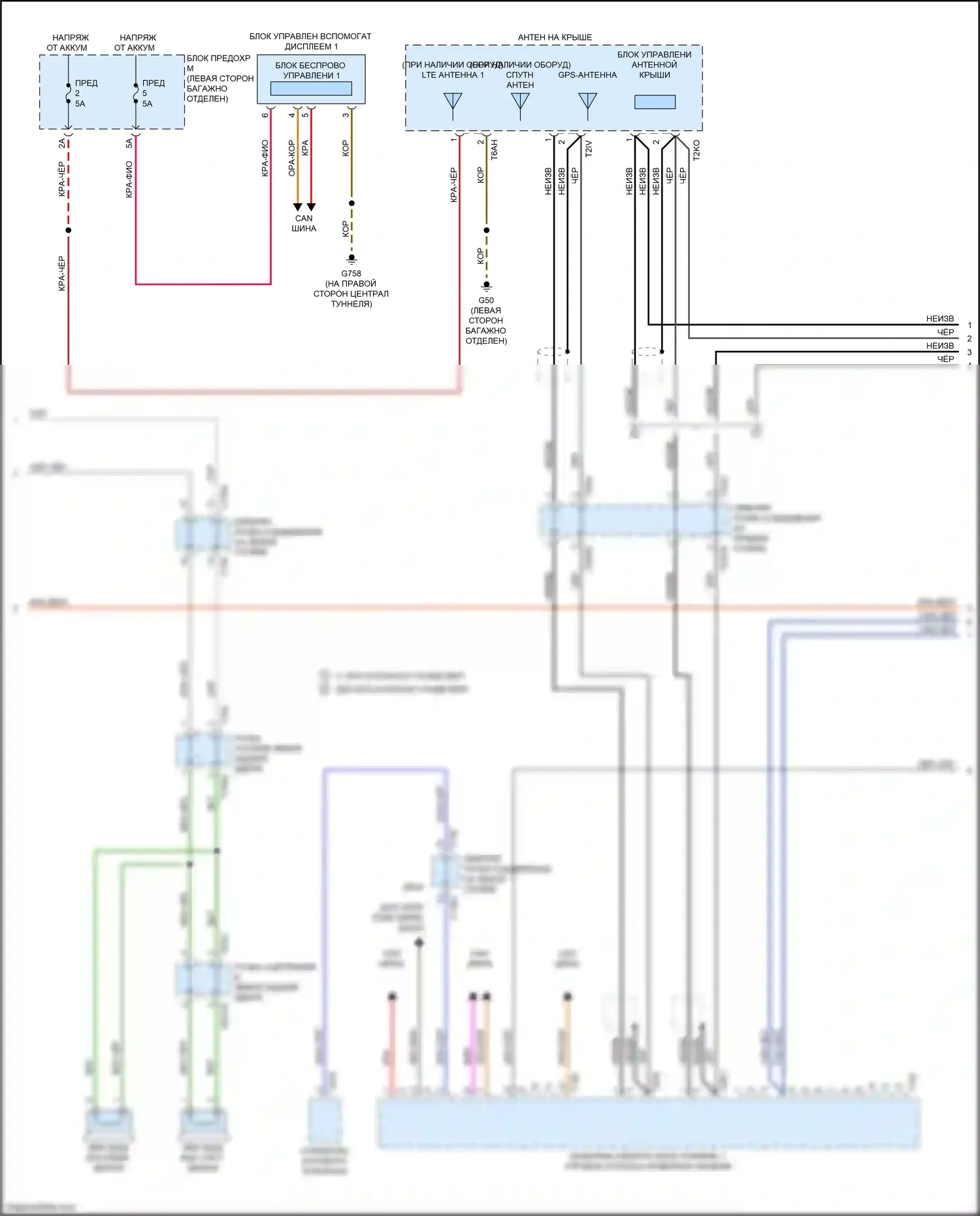 A6 Audi C8 (2018-2023): Электросхема магнитолы, без усилителя (2 из 4) 