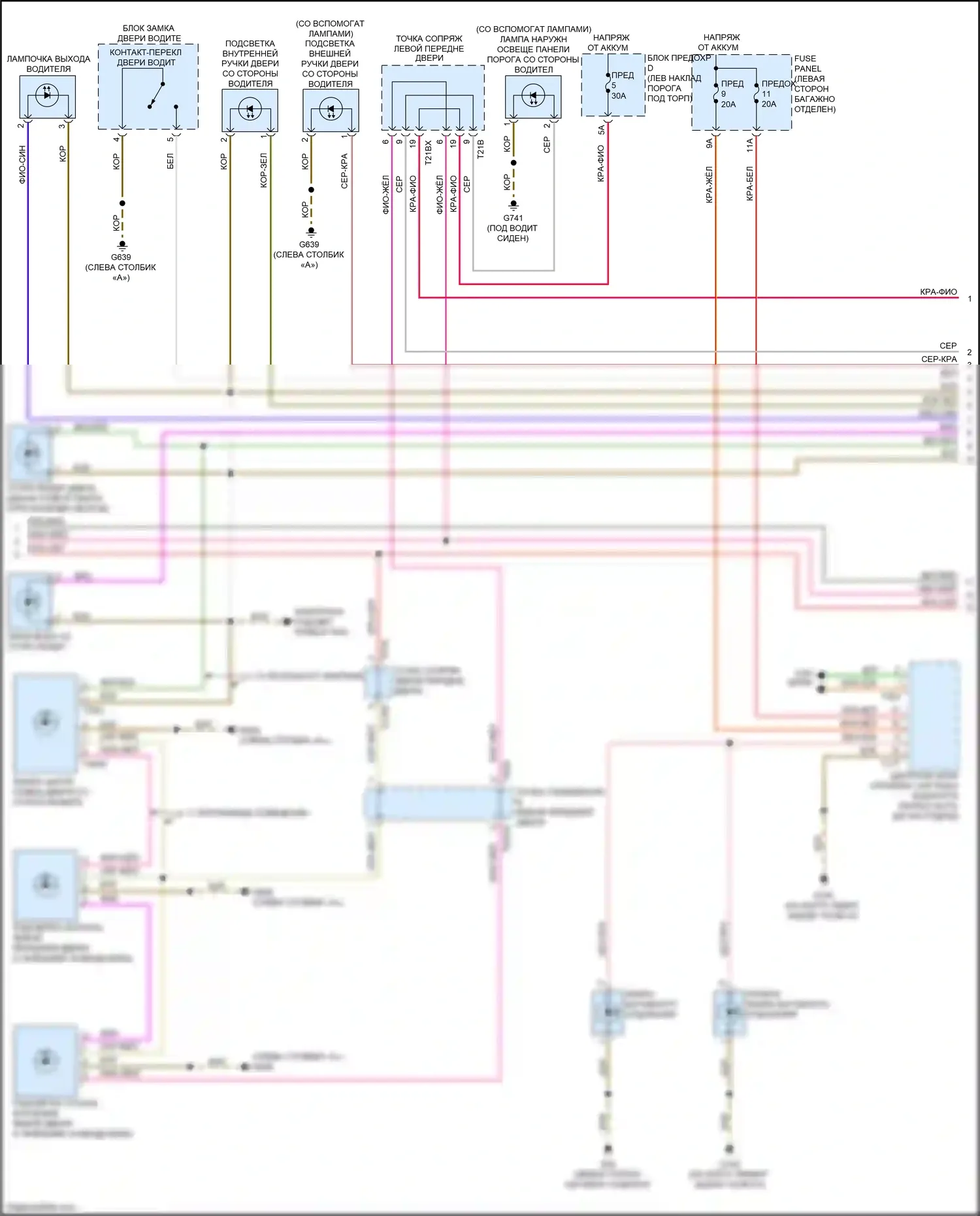 A6 Audi C8 (2018-2023): Электросхема освещения салона (2 из 6) 