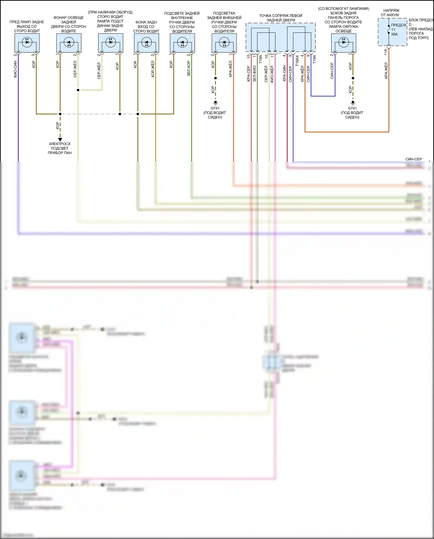 A6 Audi C8 (2018-2023): Электросхема освещения салона (4 из 6) 
