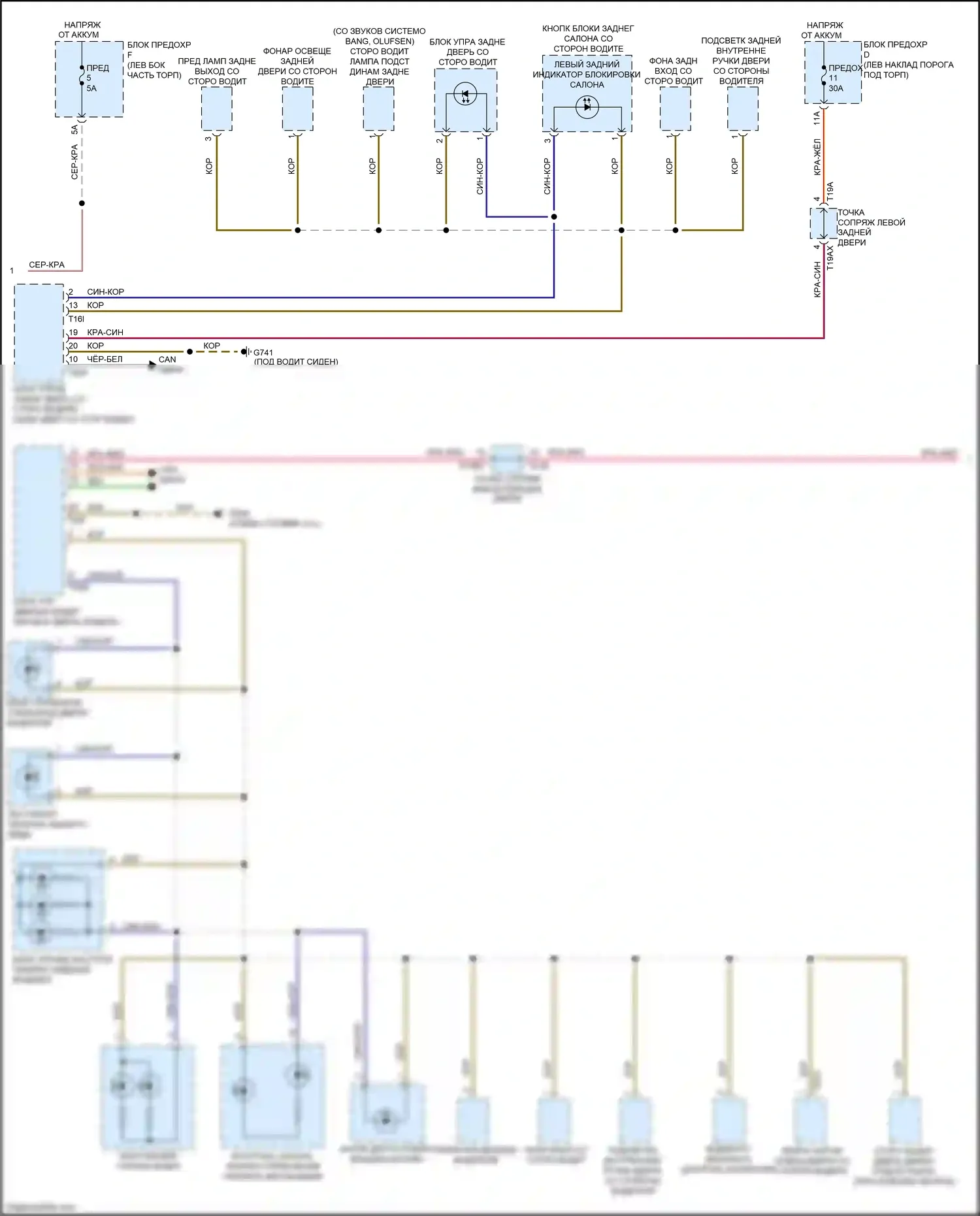 A6 Audi C8 (2018-2023): Электросхема подсветки приборной панели (2 из 3) 