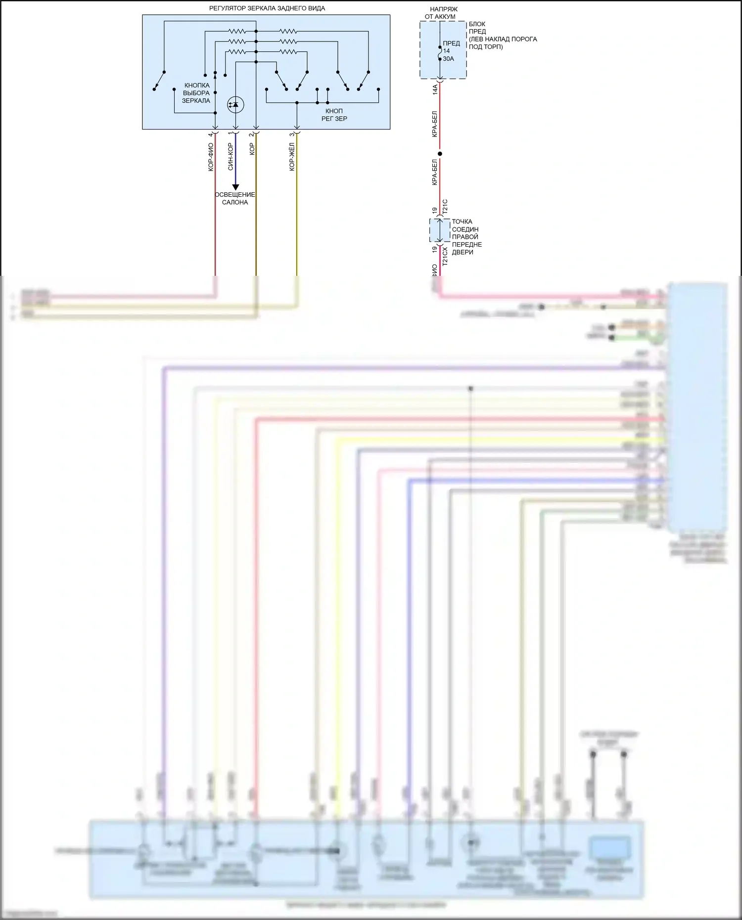 A6 Audi C8 (2018-2023): Электросхема памяти зеркал (2 из 2) 