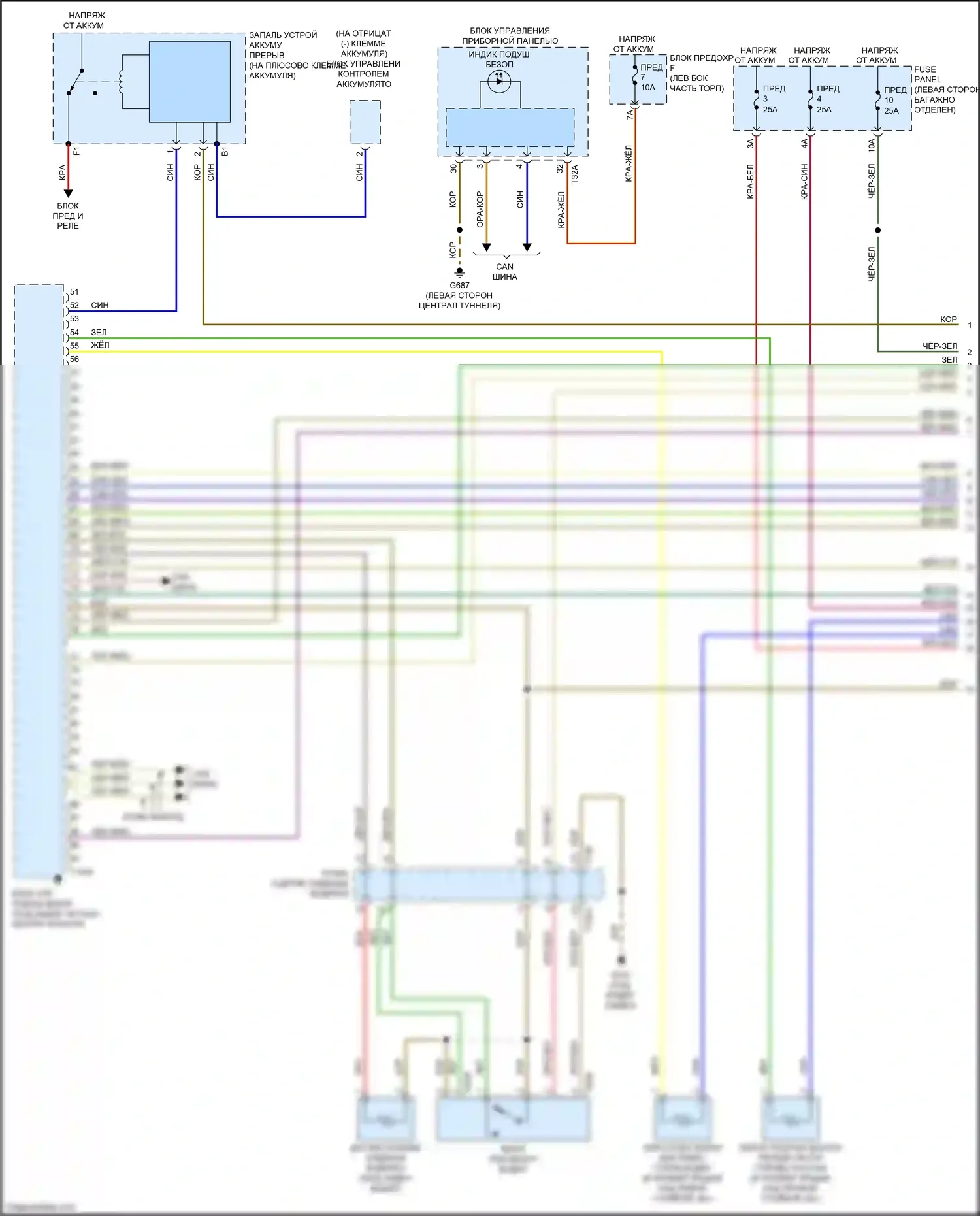 A6 Audi C8 (2018-2023): Электросхема подушек безопасности (1 из 5) 