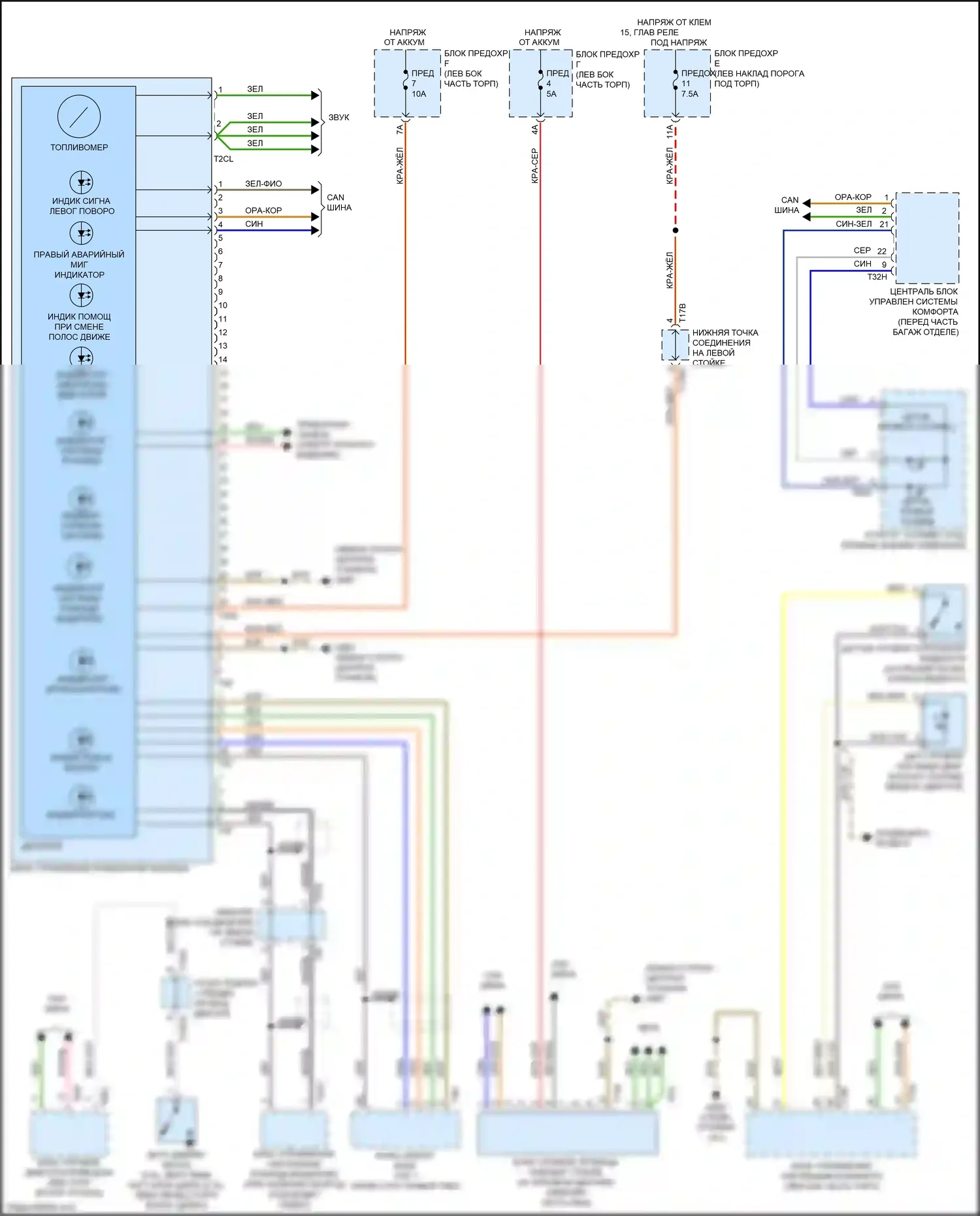A6 Audi C8 (2018-2023): Электросхема приборной панели 