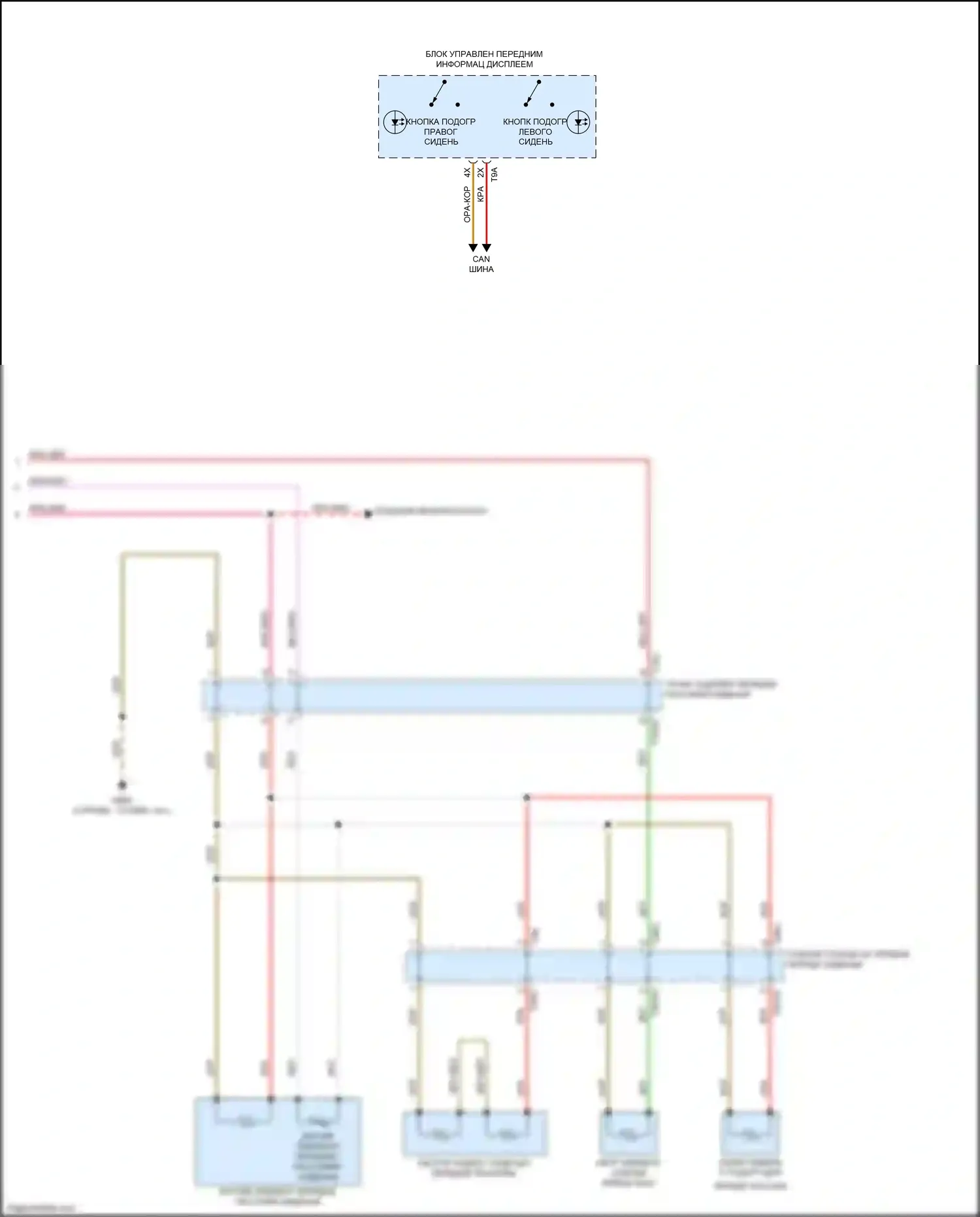 A6 Audi C8 (2018-2023): Электросхема передних обогреваемых сидений, без вентиляции, со спортивными сиденьями (2 из 2) 