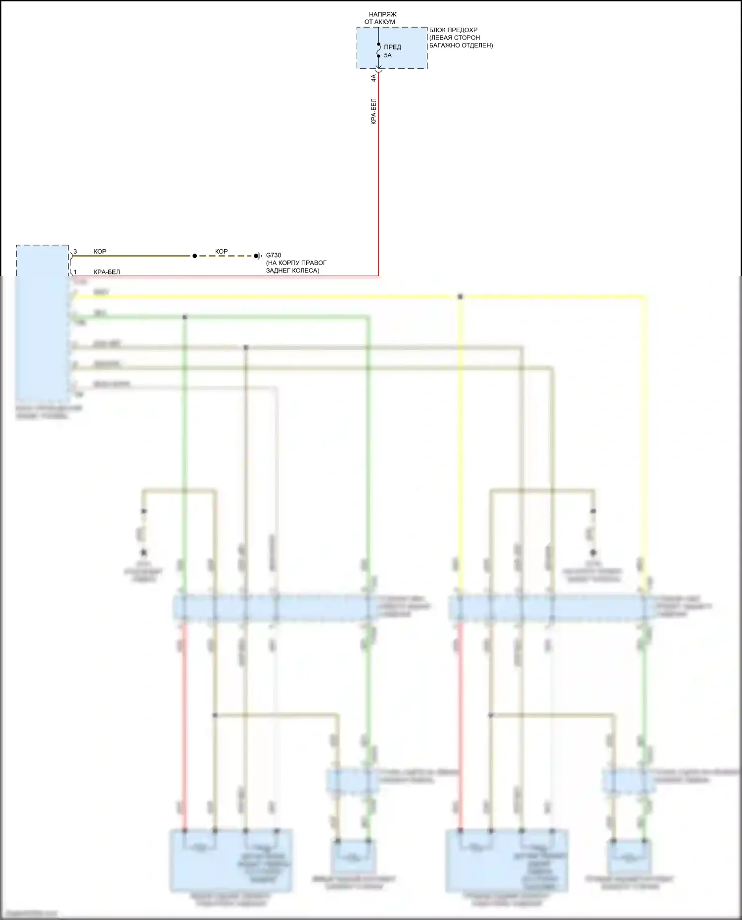 A6 Audi C8 (2018-2023): Электросхема задних обогреваемых сидений 