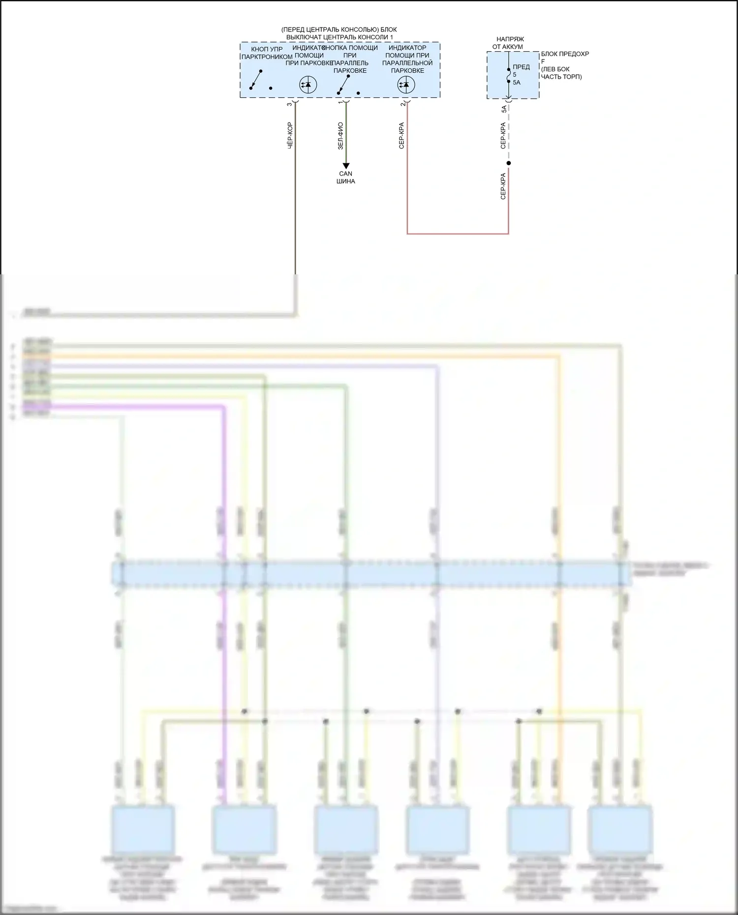 A6 Audi C8 (2018-2023): Электросхема парктроника, с параллельной парковкой, без помощи водителя (2 из 2) 